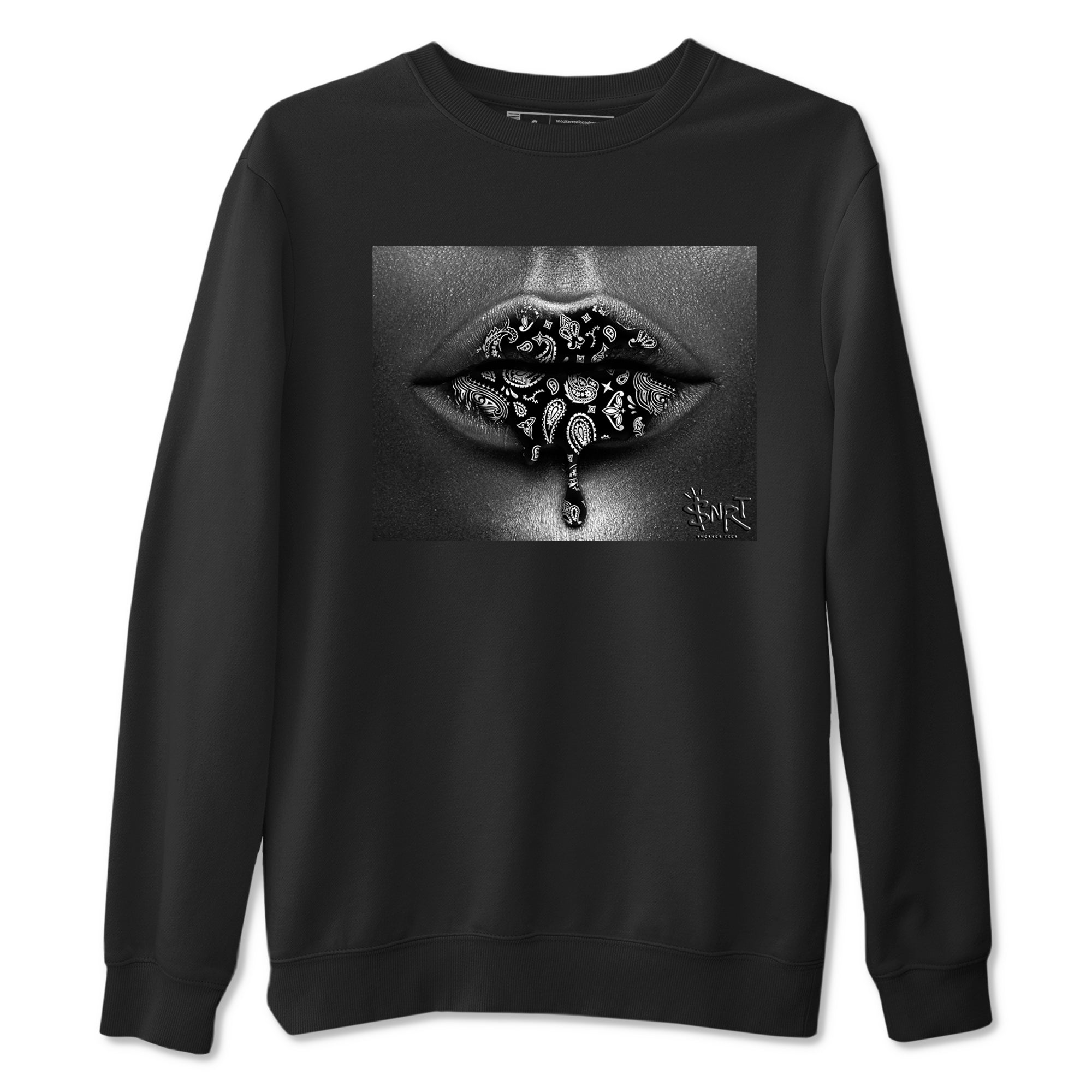 Bandana Lips snkmatch Tees - Air Jordan 12 Black Wolf Grey