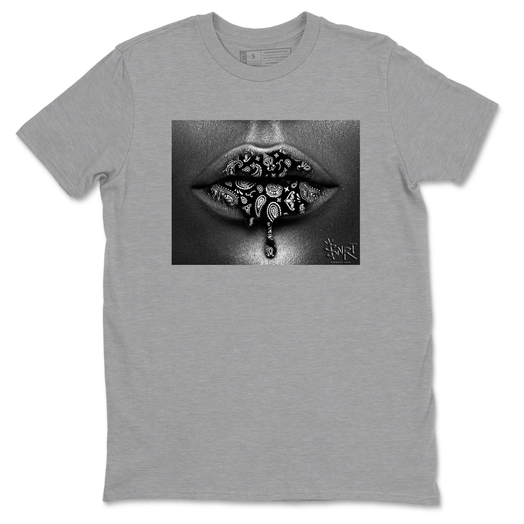 Bandana Lips snkmatch Tees - Air Jordan 12 Black Wolf Grey