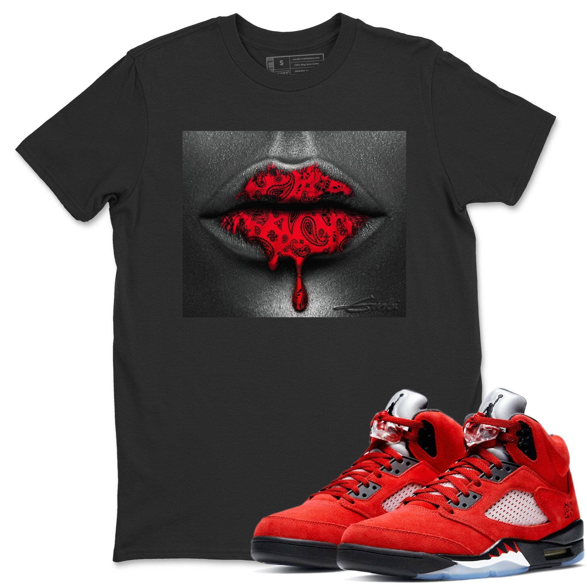 Bandana Lips Unisex Tops - Air Jordan 5 Raging Bull