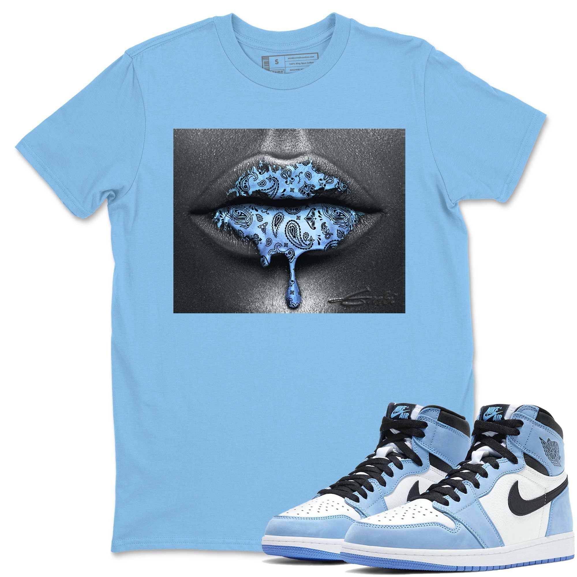 Bandana Lips Unisex Tops - Air Jordan 1 University Blue