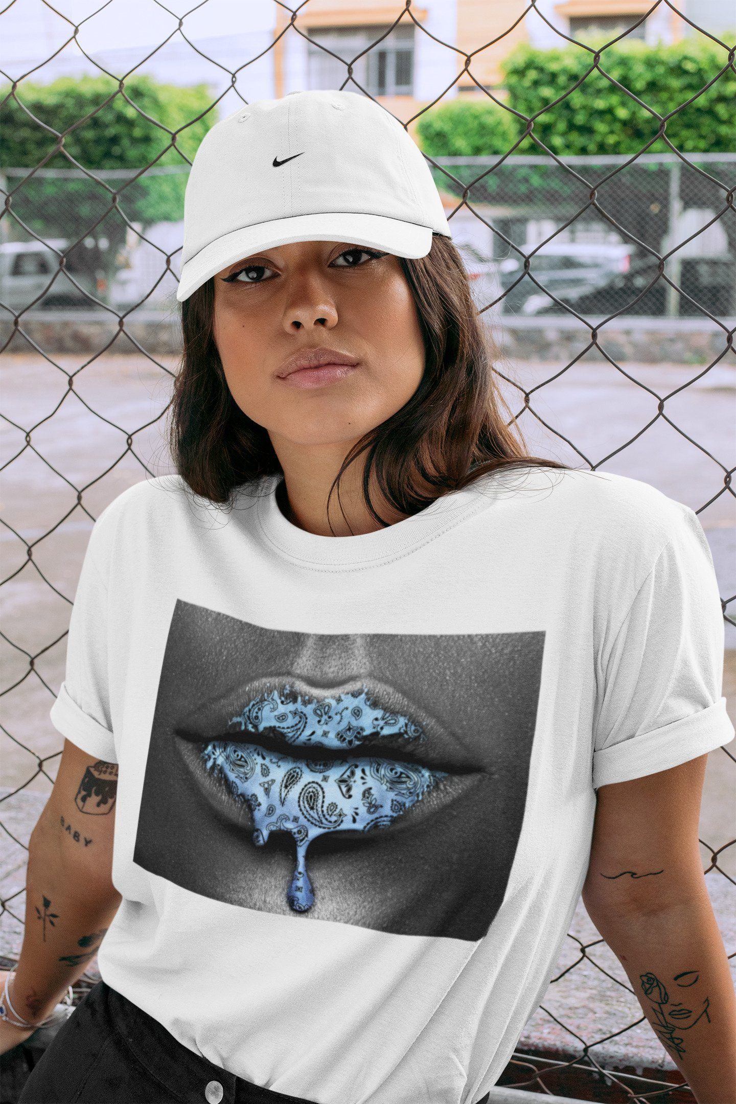 Bandana Lips Unisex Tops - Air Jordan 1 University Blue