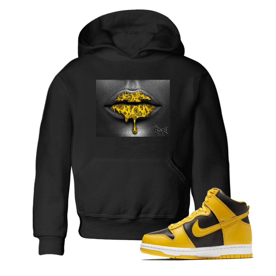Bandana Lips snkmatch Tees Kids - Dunk High Pollen