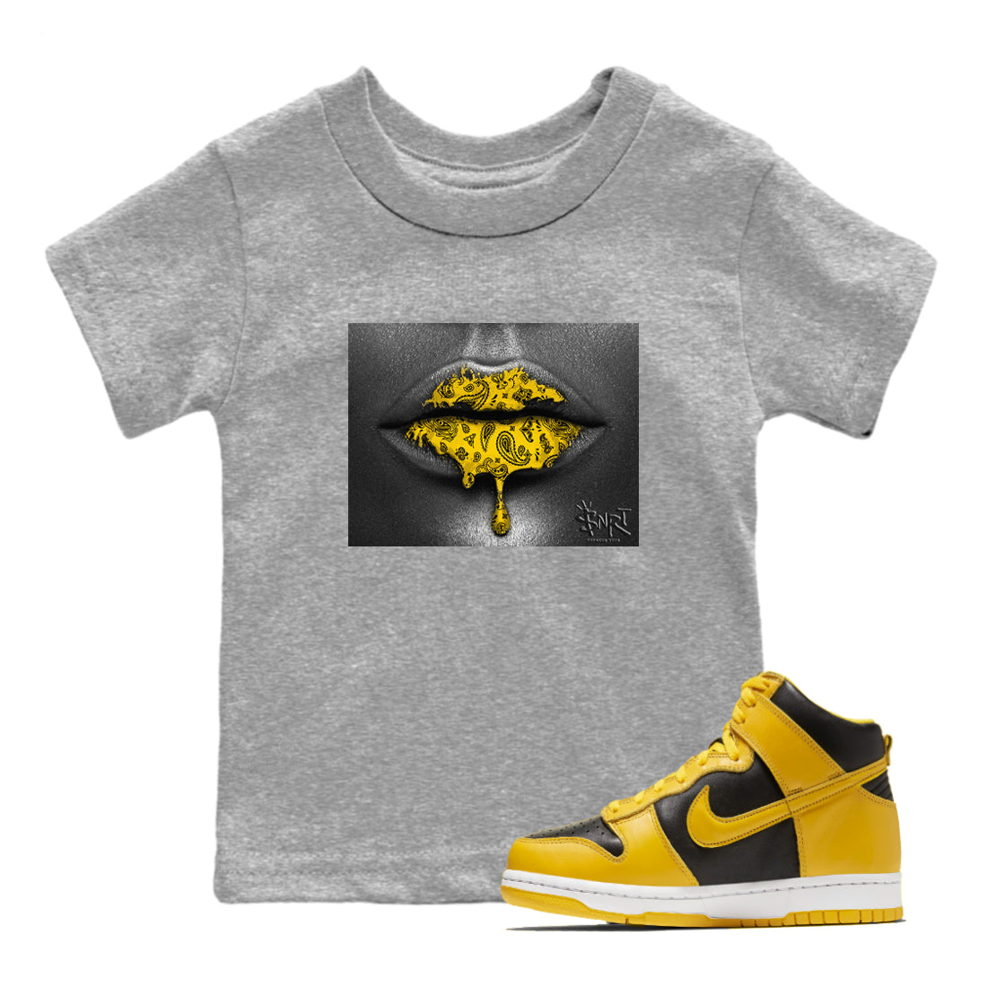 Bandana Lips snkmatch Tees Kids - Dunk High Pollen