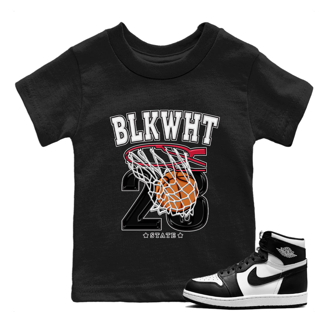 Basketball Kids Tops - Air Jordan 1 Black White