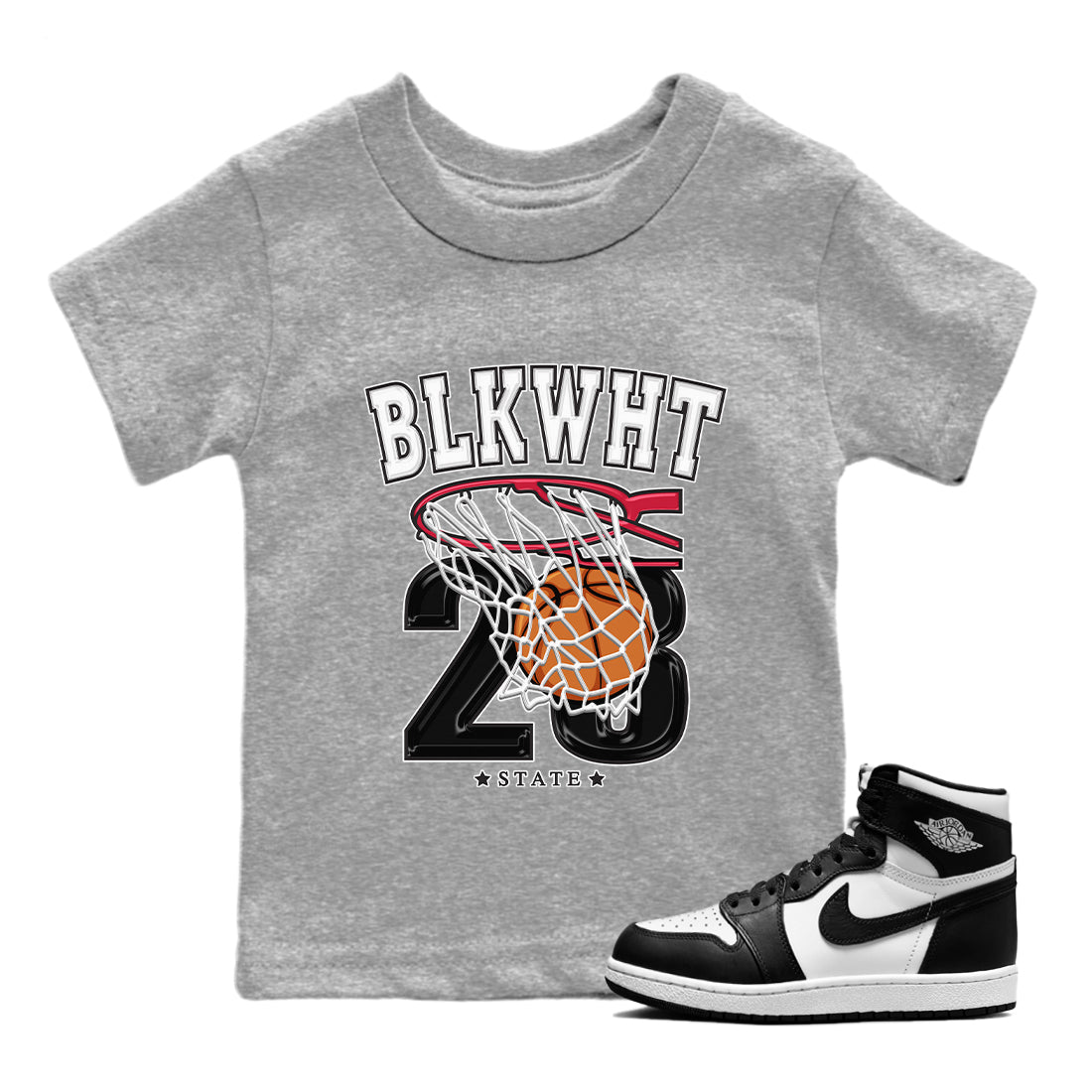 Basketball Kids Tops - Air Jordan 1 Black White