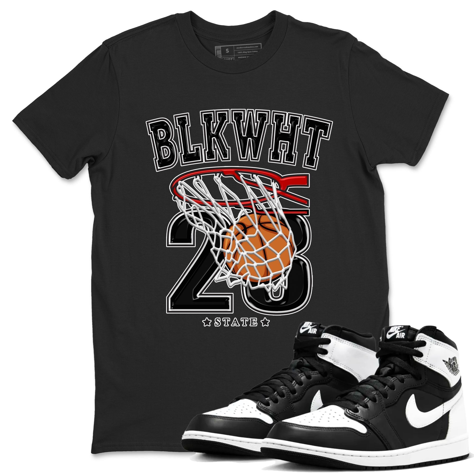 Basketball snkmatch Tees - Air Jordan 1 Black White