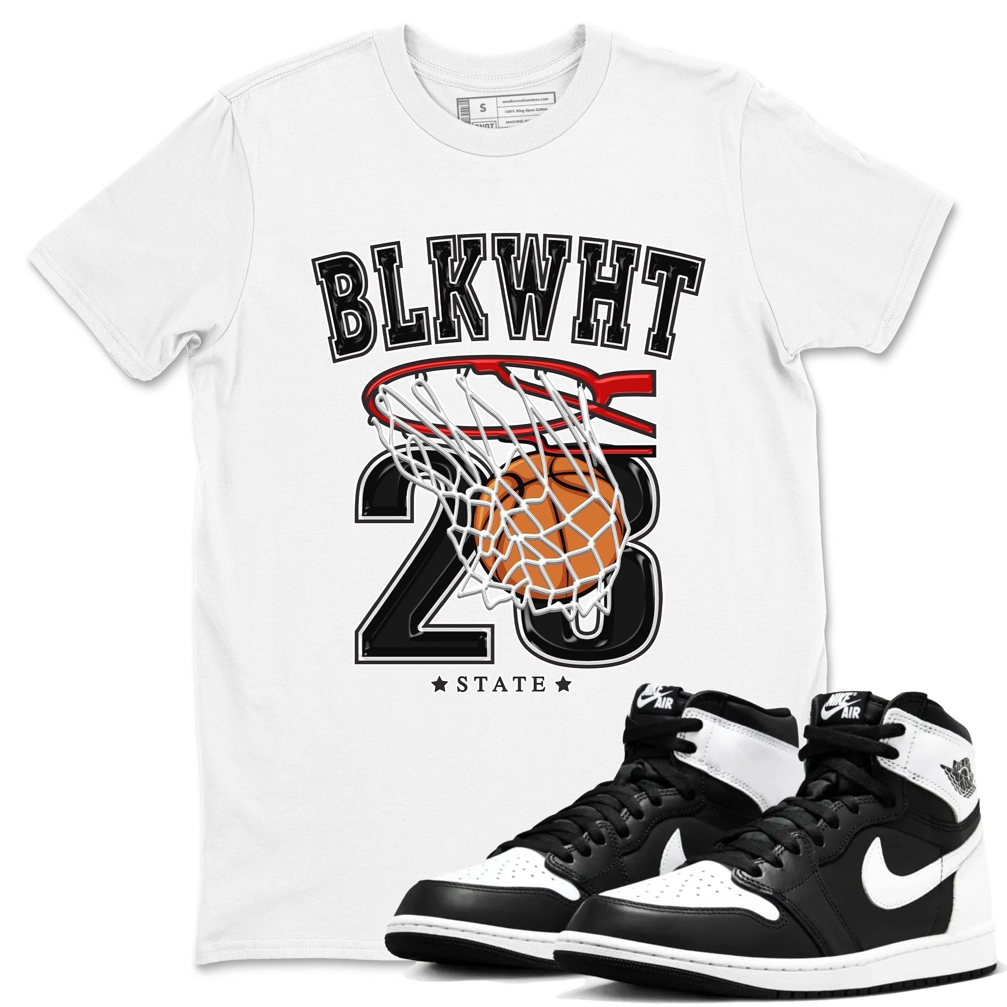 Basketball snkmatch Tees - Air Jordan 1 Black White
