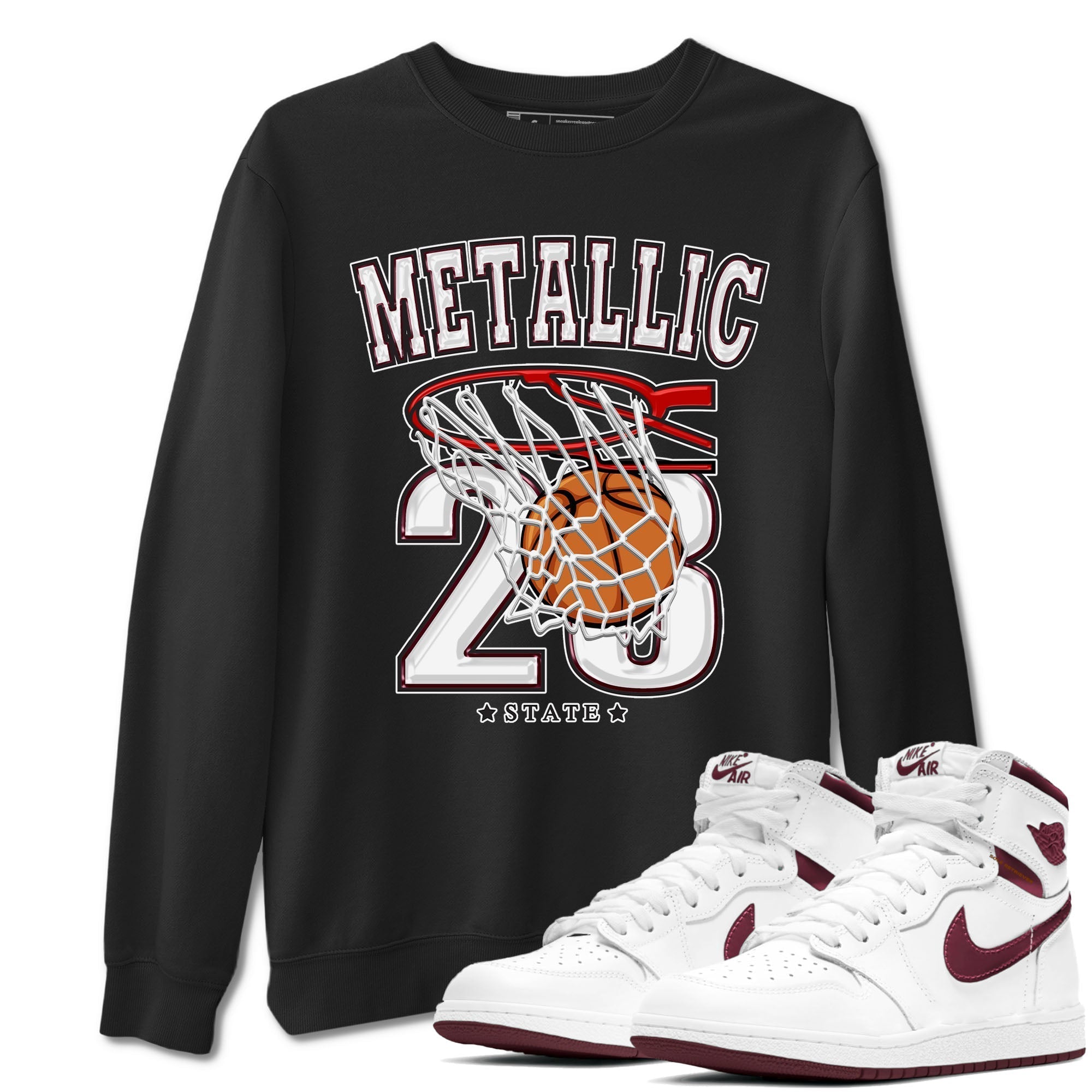 Basketball snkmatch Tees - Air Jordan 1 Metallic Burgundy