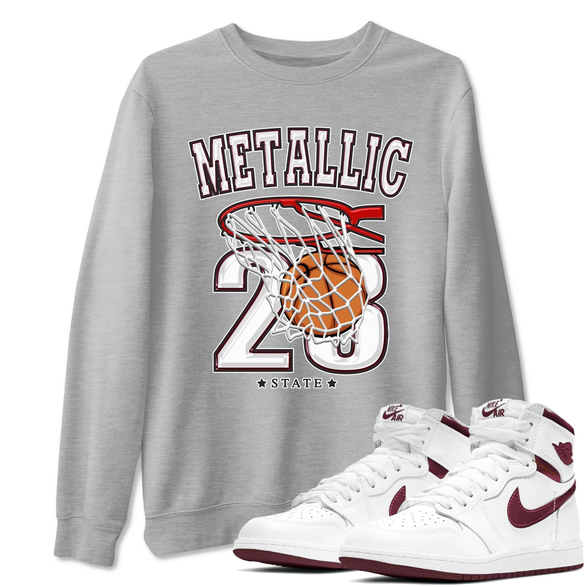 Basketball snkmatch Tees - Air Jordan 1 Metallic Burgundy