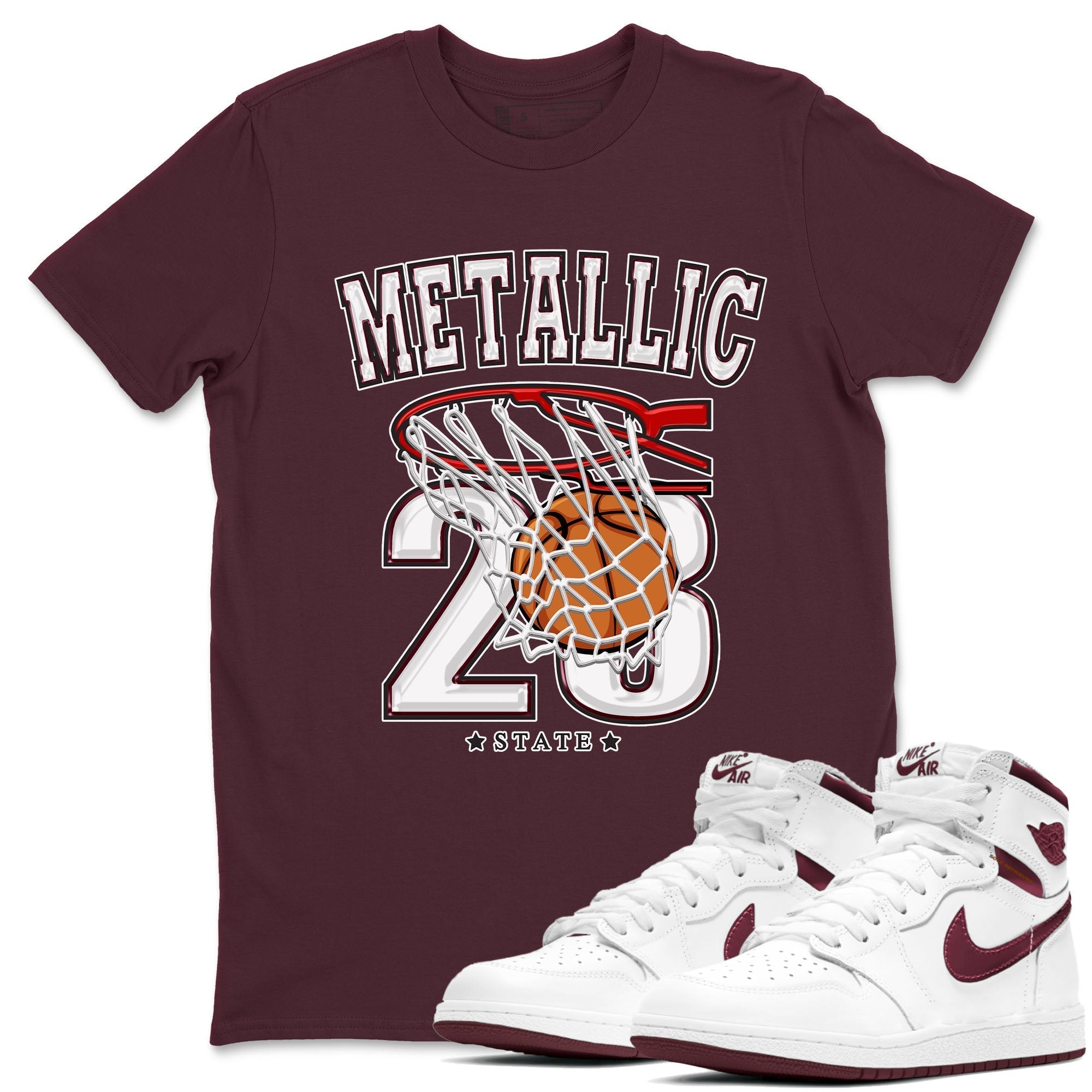 Basketball snkmatch Tees - Air Jordan 1 Metallic Burgundy