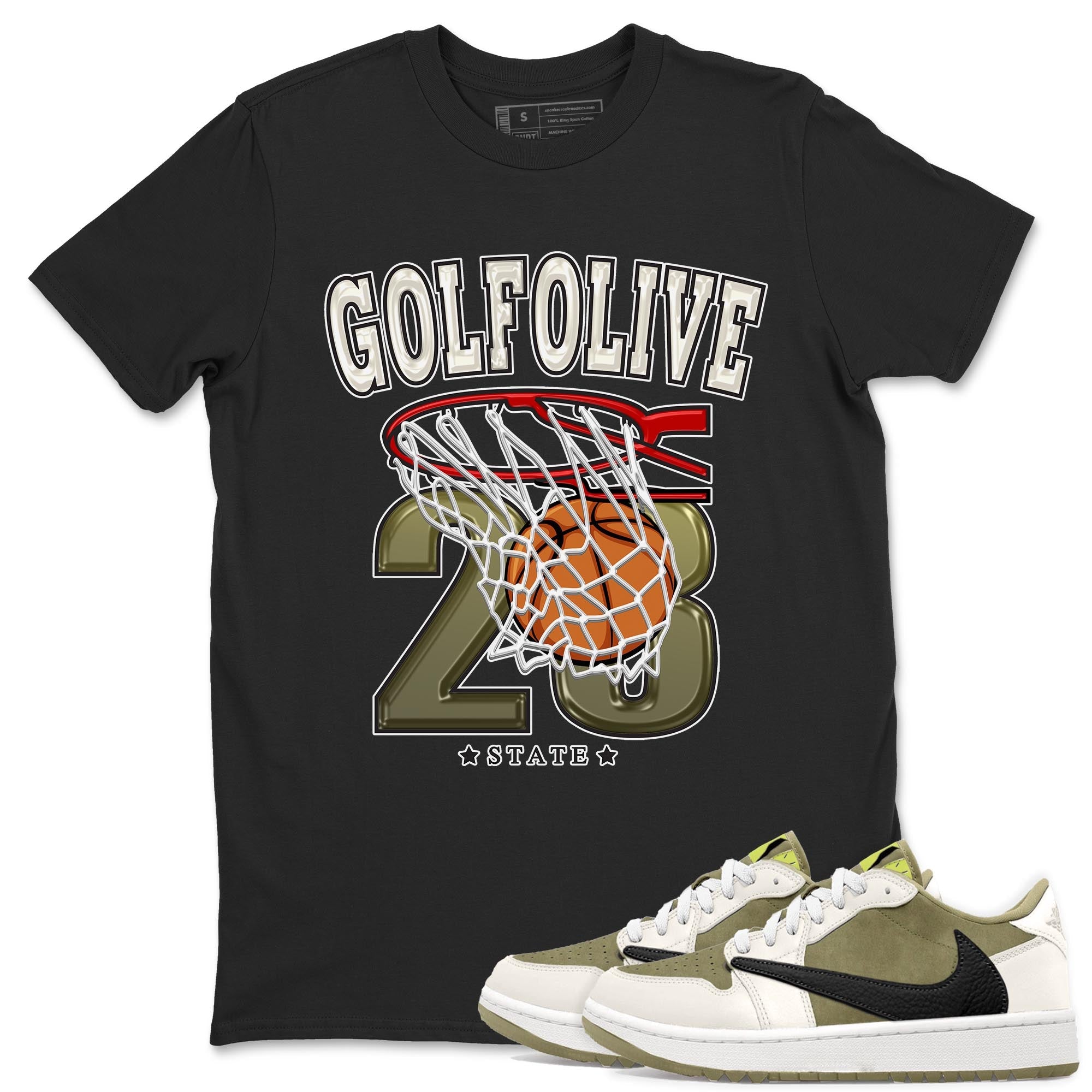 Basketball snkmatch Tee - Air Jordan 1 Travis Scott Golf Olive