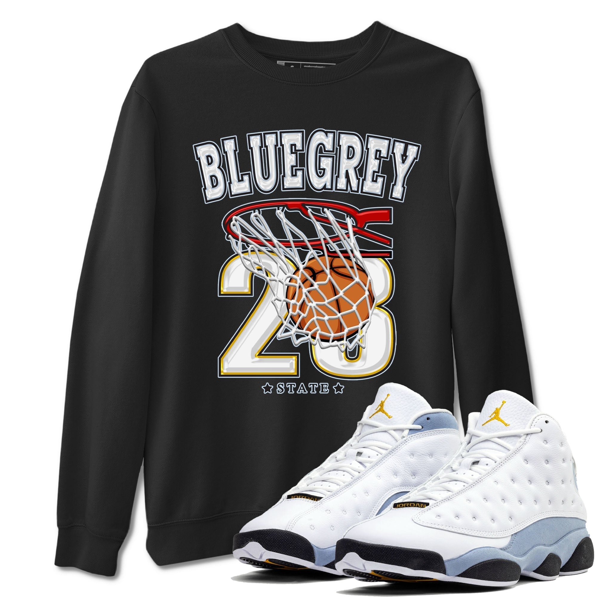 Basketball snkmatch Tees - Air Jordan 13 Blue Grey