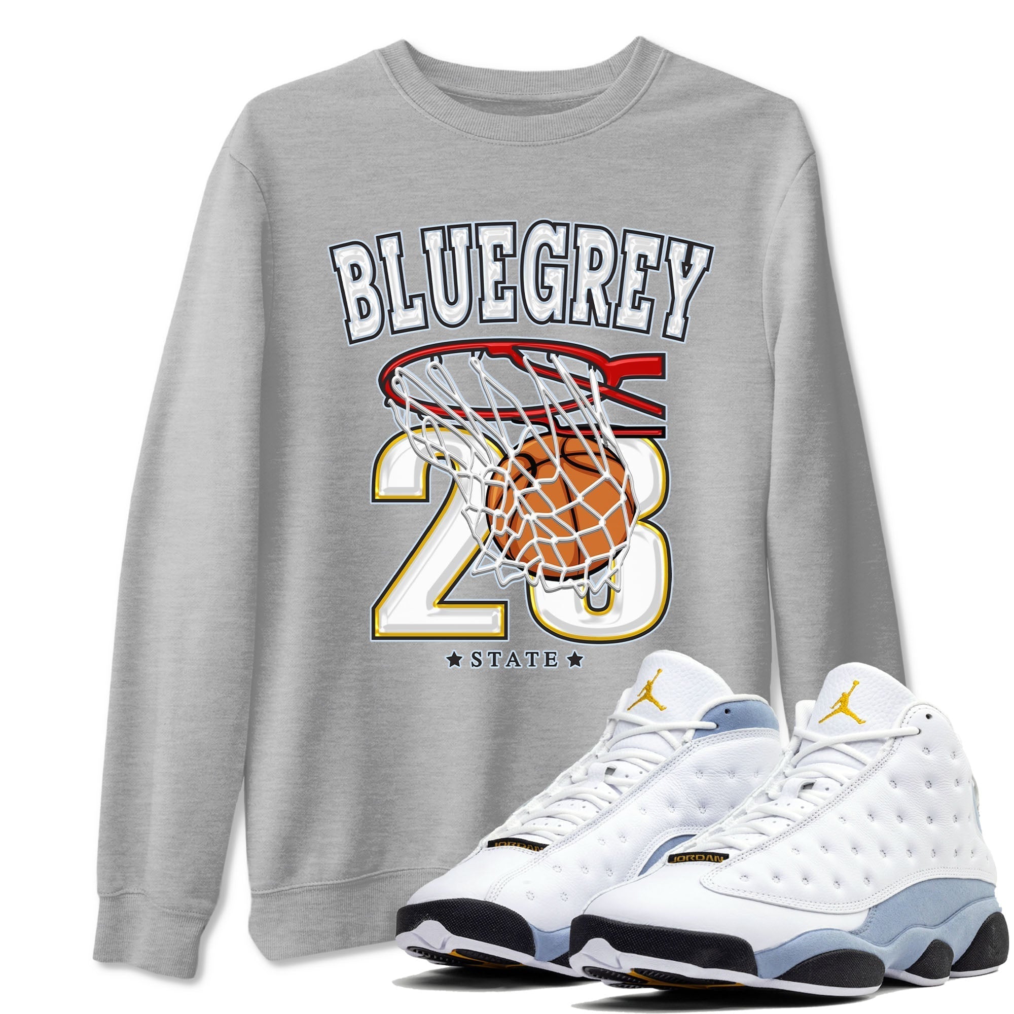 Basketball snkmatch Tees - Air Jordan 13 Blue Grey