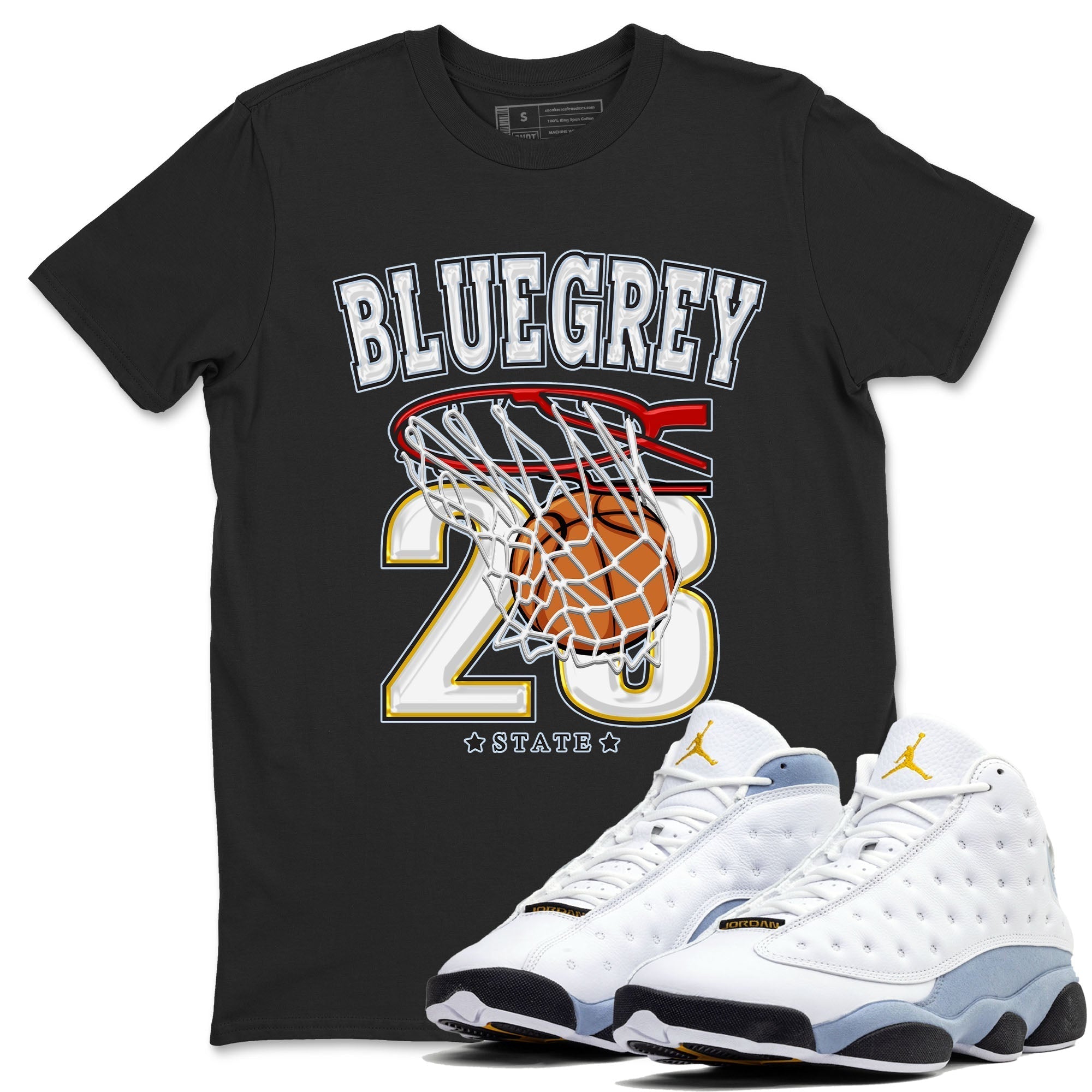 Basketball snkmatch Tees - Air Jordan 13 Blue Grey