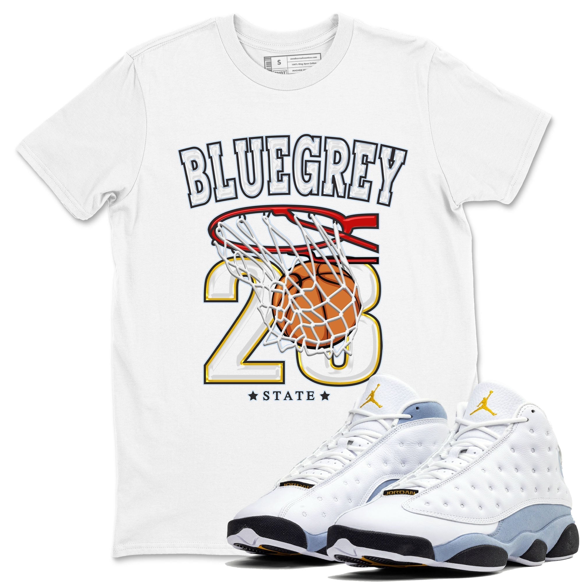 Basketball snkmatch Tees - Air Jordan 13 Blue Grey