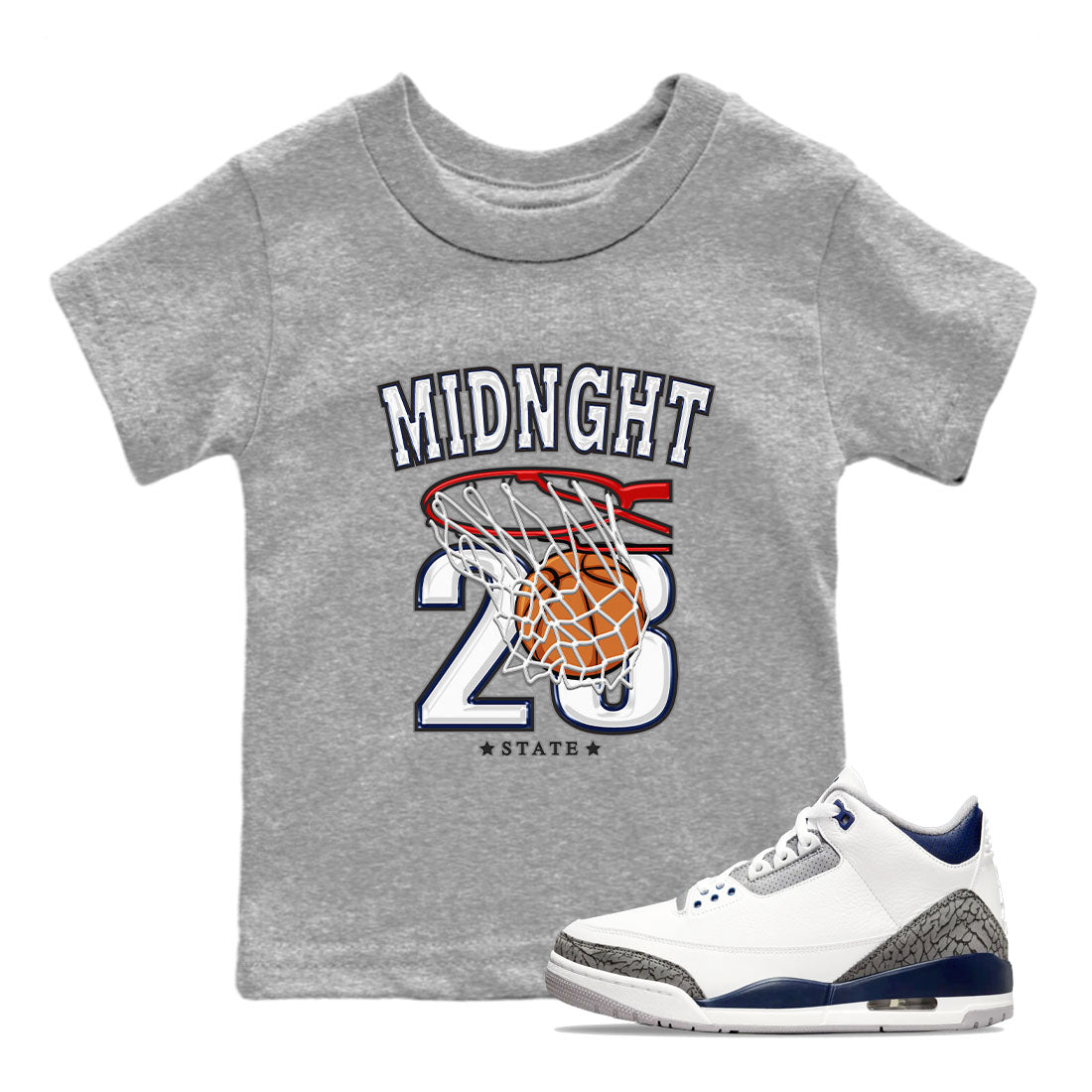 Basketball snkmatch Tees Kids - Air Jordan 3 Midnight Navy 2023