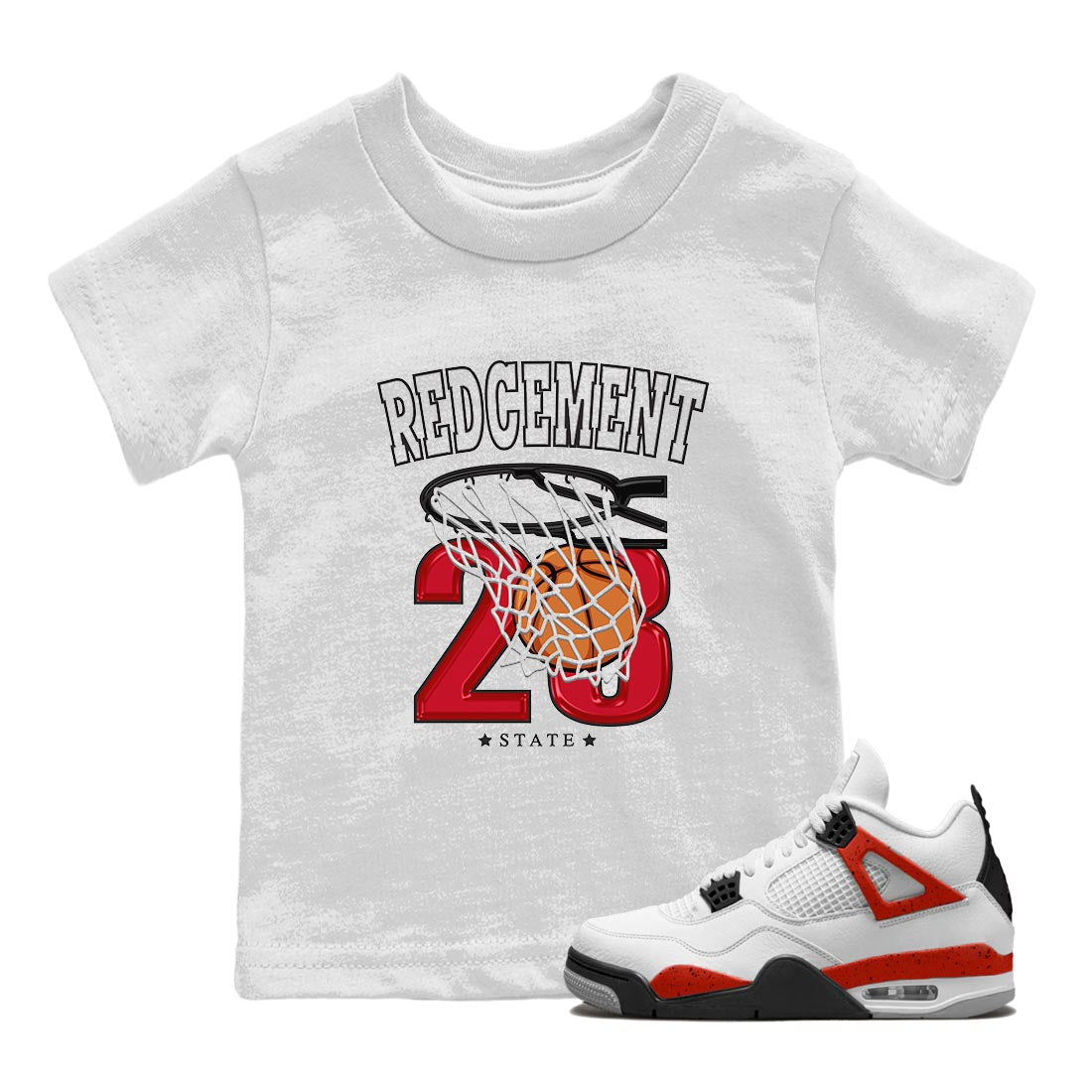 Basketball snkmatch Tee Kids - Air Jordan 4 Red Cement