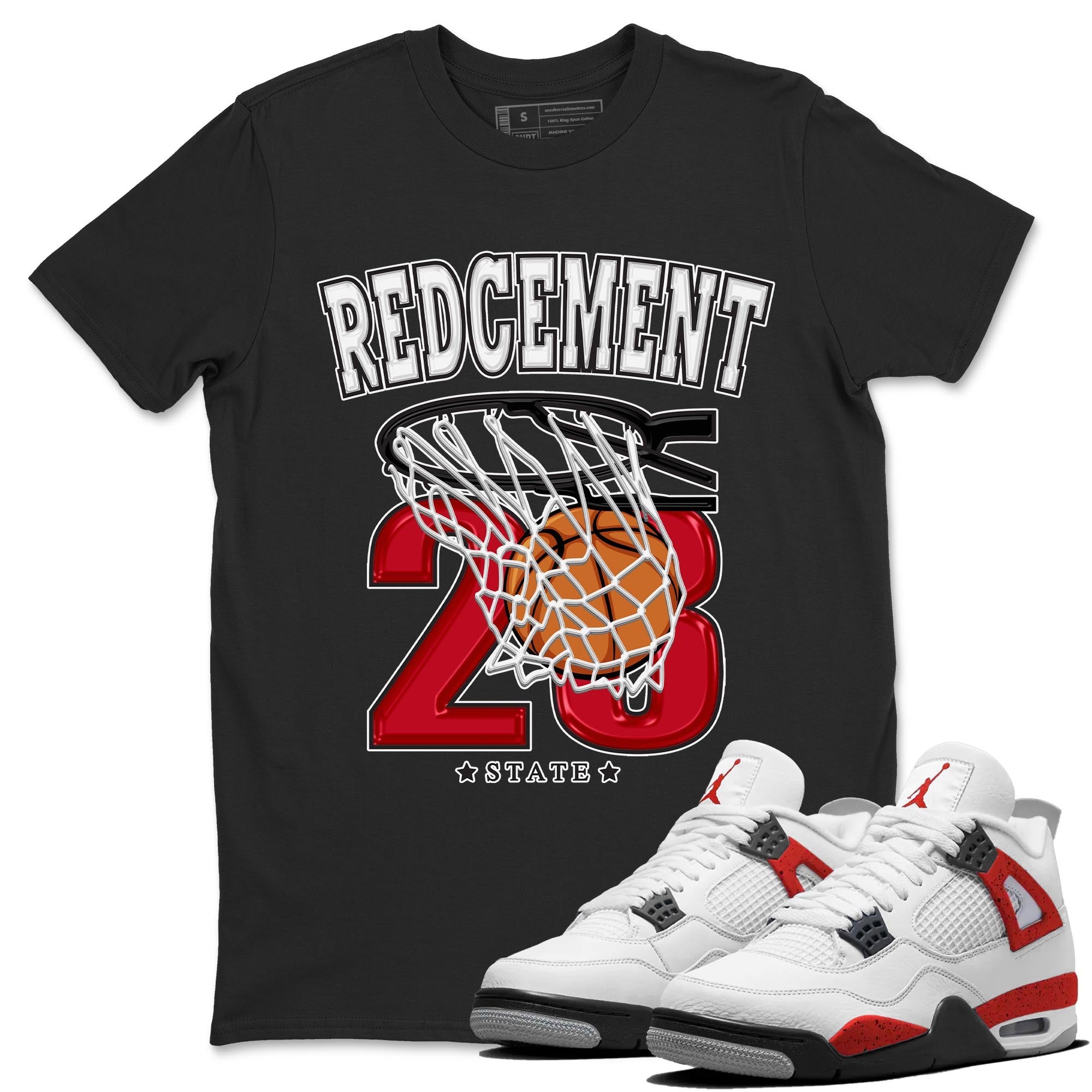 Basketball snkmatch Tee - Air Jordan 4 Red Cement