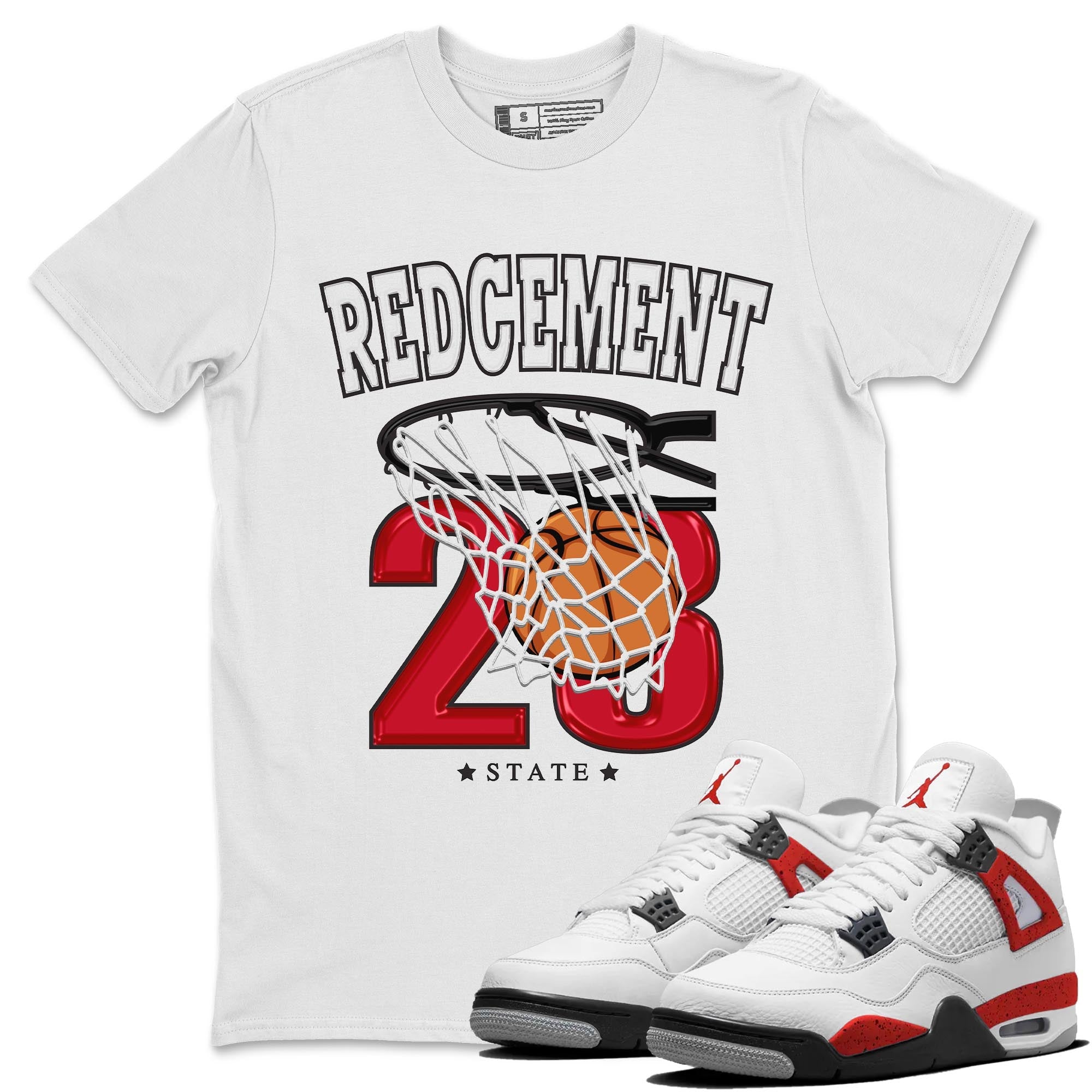 Basketball snkmatch Tee - Air Jordan 4 Red Cement