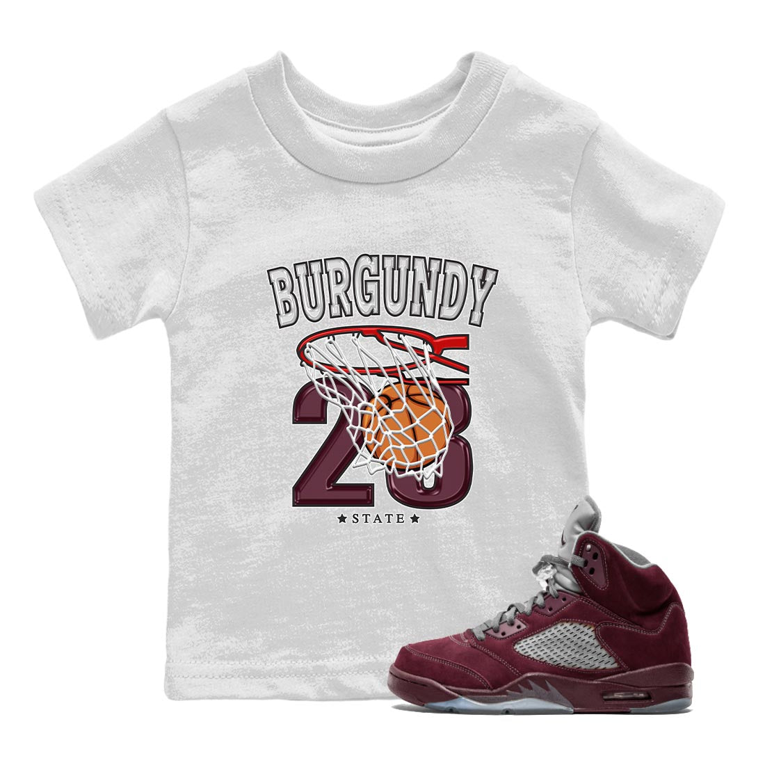 Basketball snkmatch Tee Kids - Air Jordan 5 Burgundy