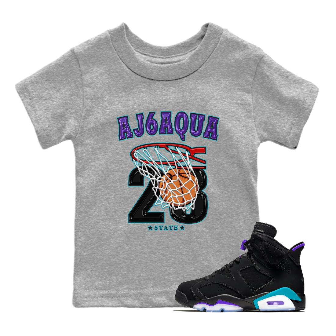 Basketball snkmatch Tee Kids - Air Jordan 6 Aqua