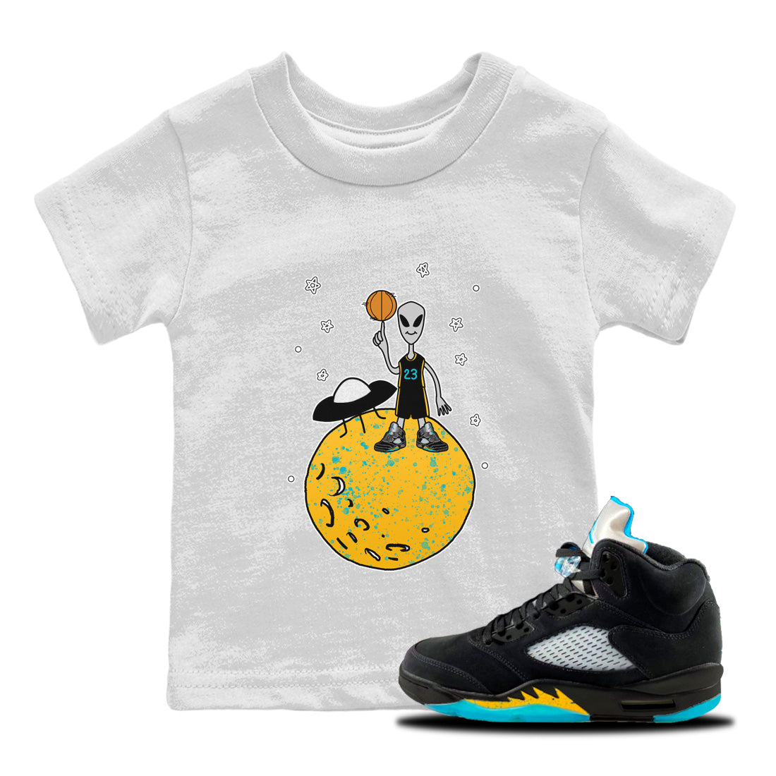 Basketball Alien Kids Tops - Air Jordan 5 Aqua