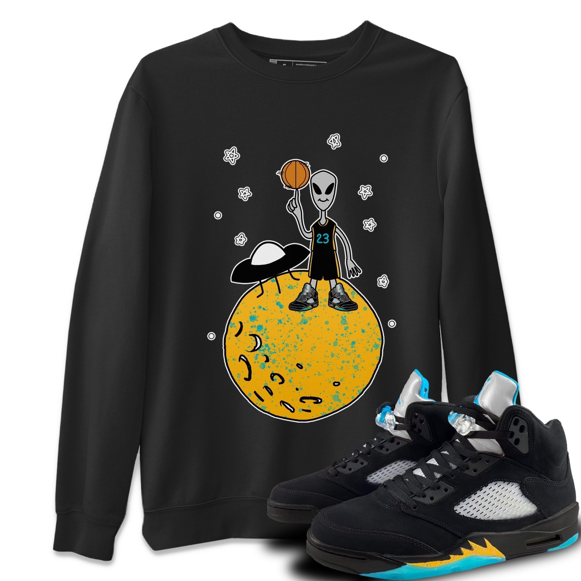 Basketball Alien Unisex Tops - Air Jordan 5 Aqua