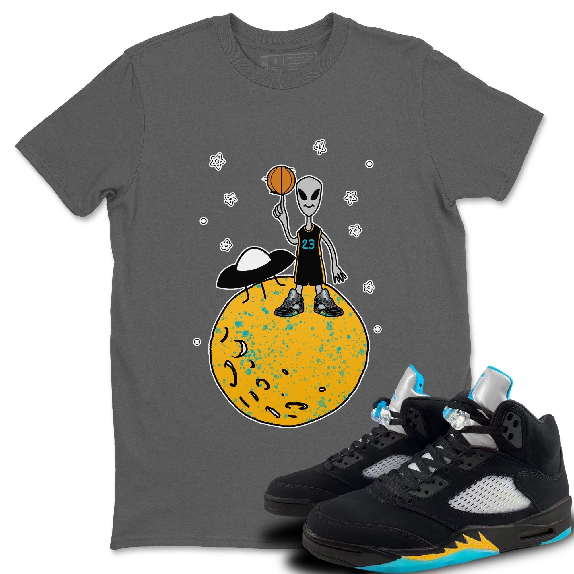 Basketball Alien Unisex Tops - Air Jordan 5 Aqua