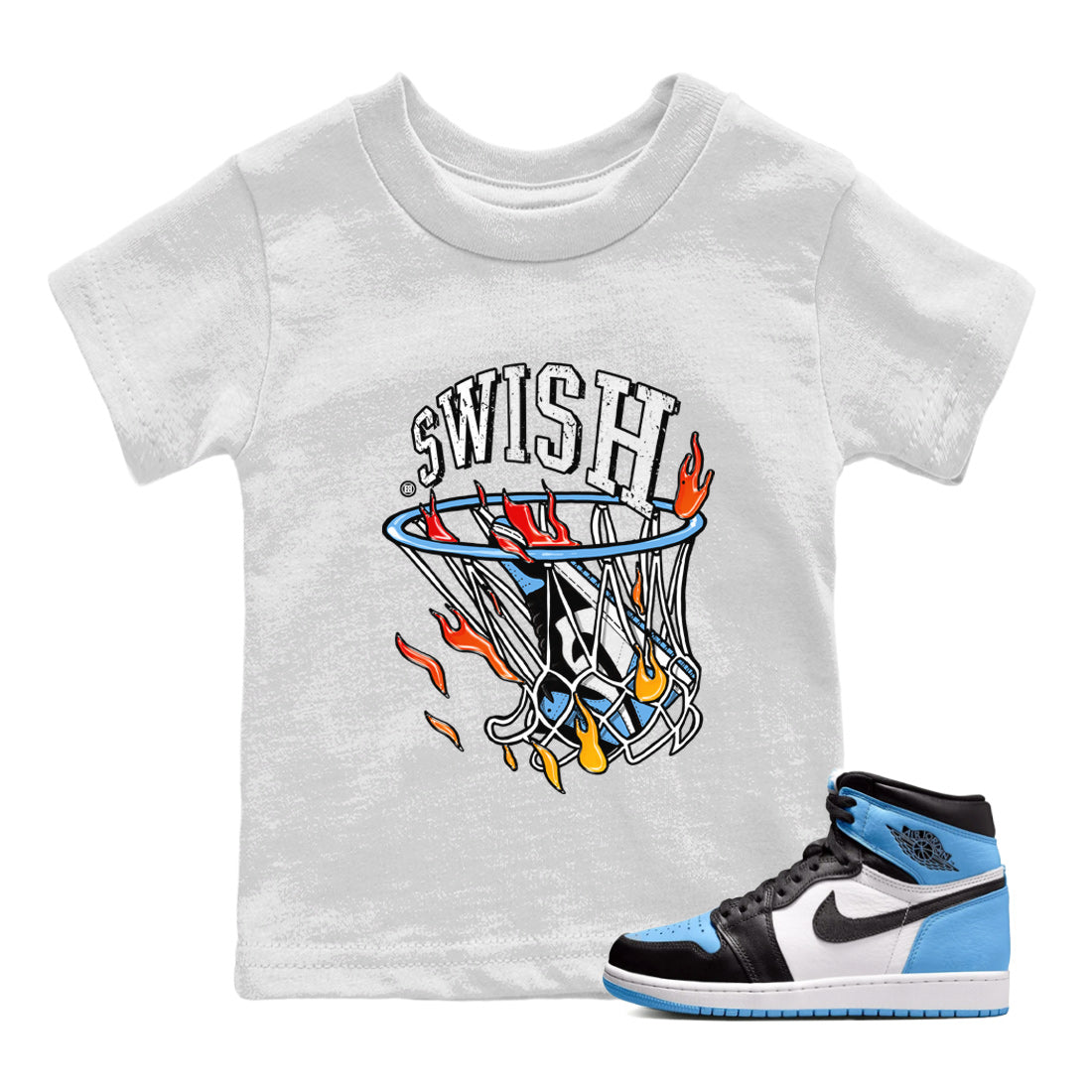 Basketball Hoop Kids Tops - Air Jordan 1 UNC Toe