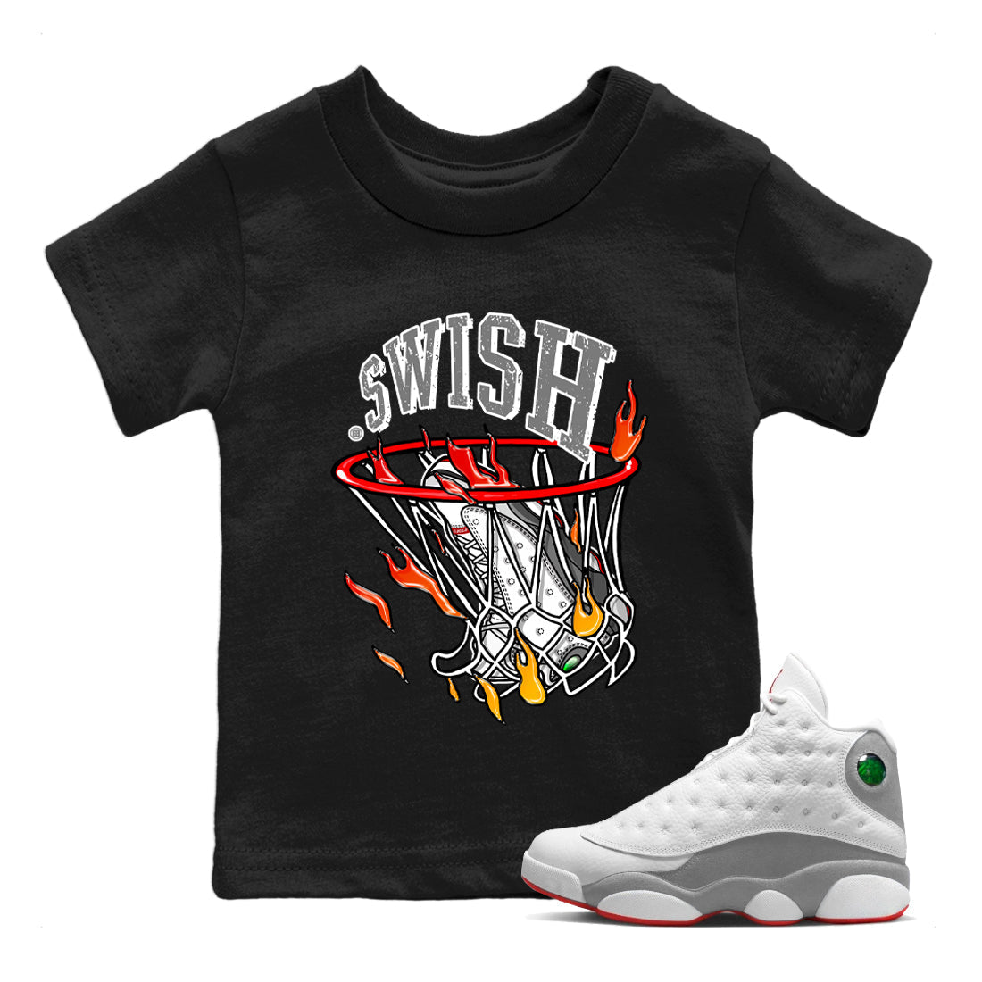 Basketball Hoop Kids Tops - Air Jordan 13 Wolf Grey
