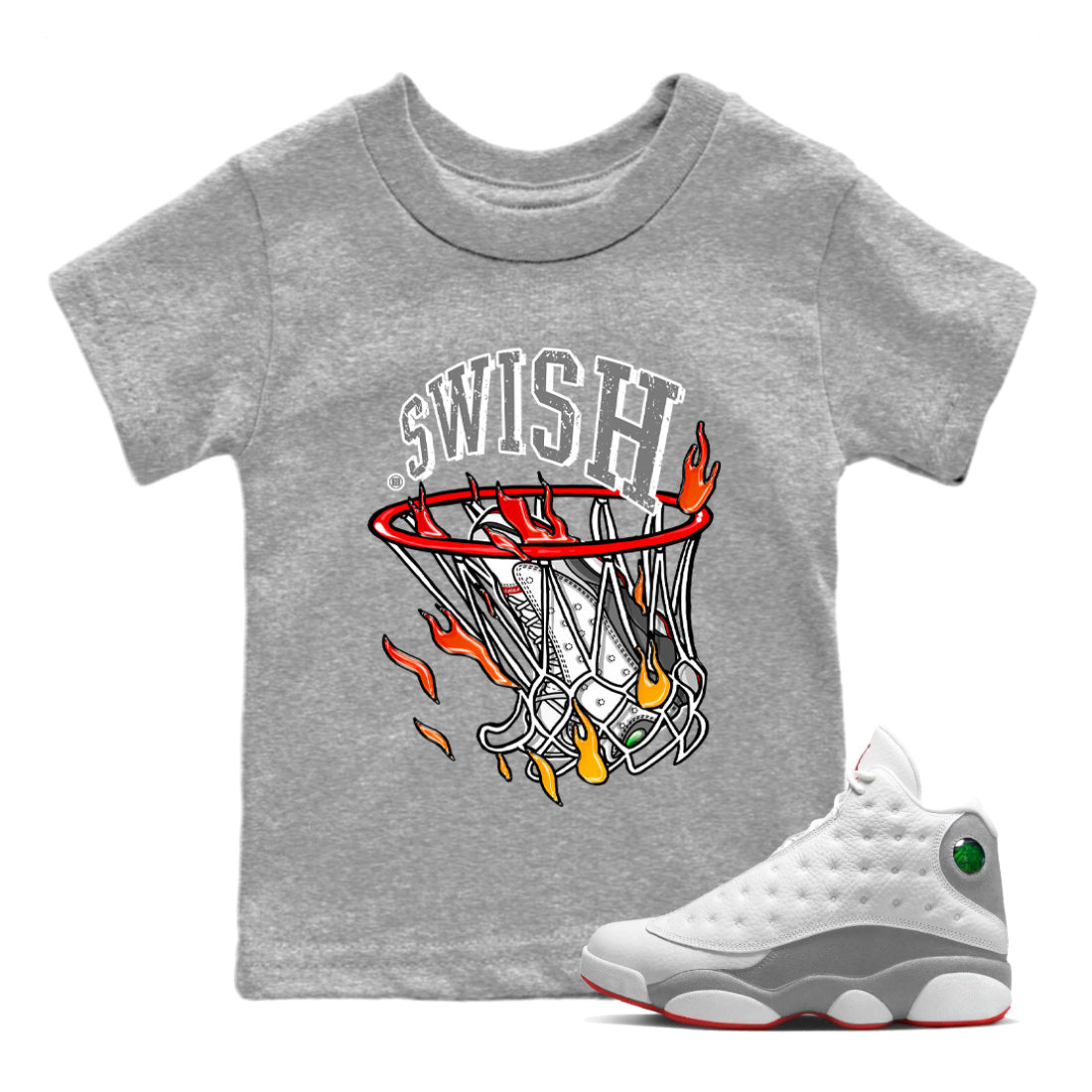 Basketball Hoop Kids Tops - Air Jordan 13 Wolf Grey