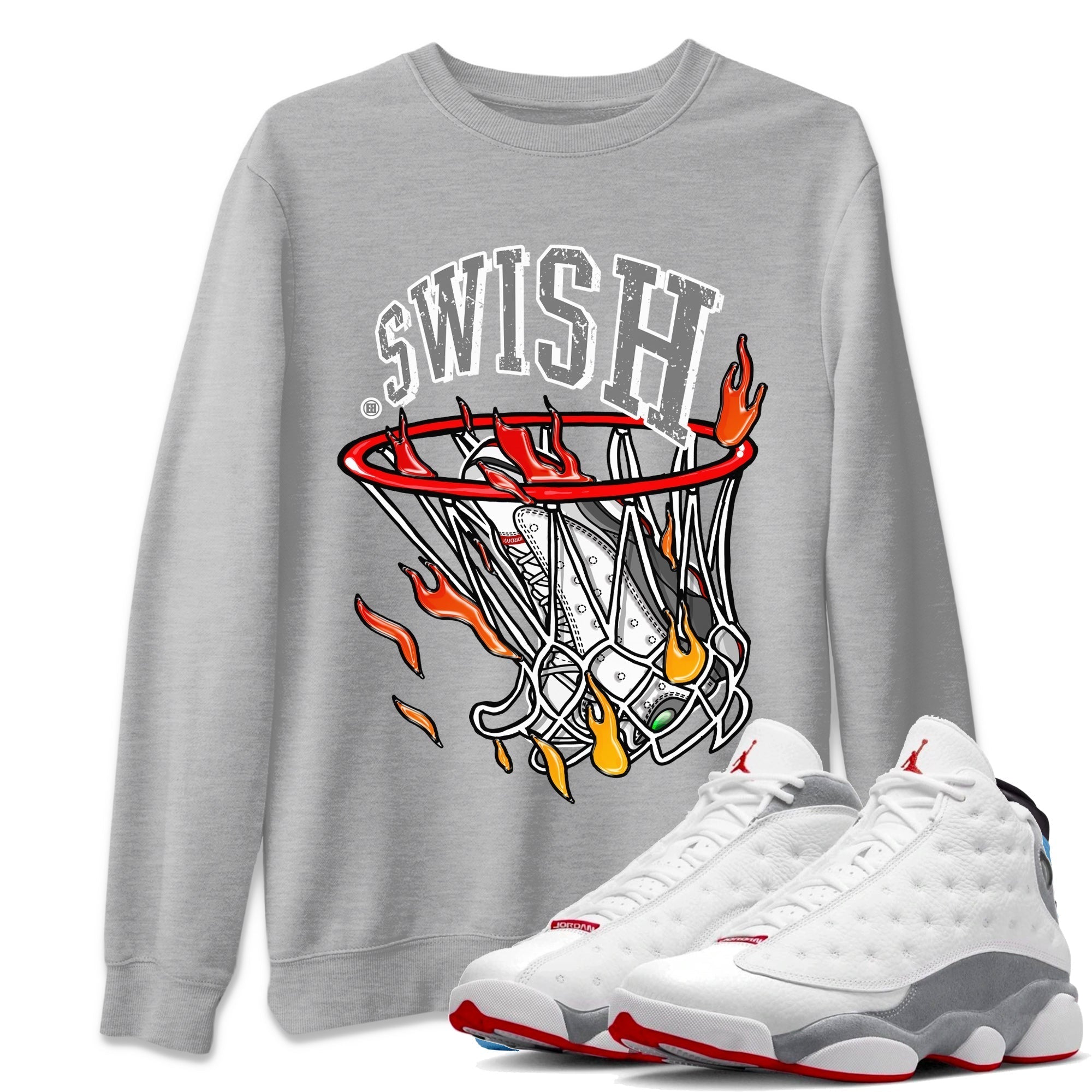 Basketball Hoop Unisex Tops - Air Jordan 13 Wolf Grey