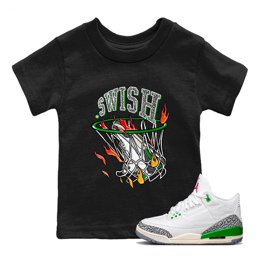 Basketball Hoop Kids Tops - Air Jordan 3 Lucky Green