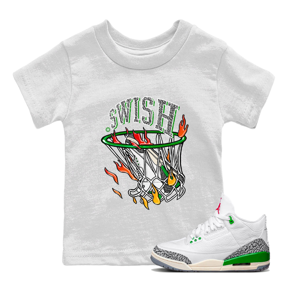 Basketball Hoop Kids Tops - Air Jordan 3 Lucky Green