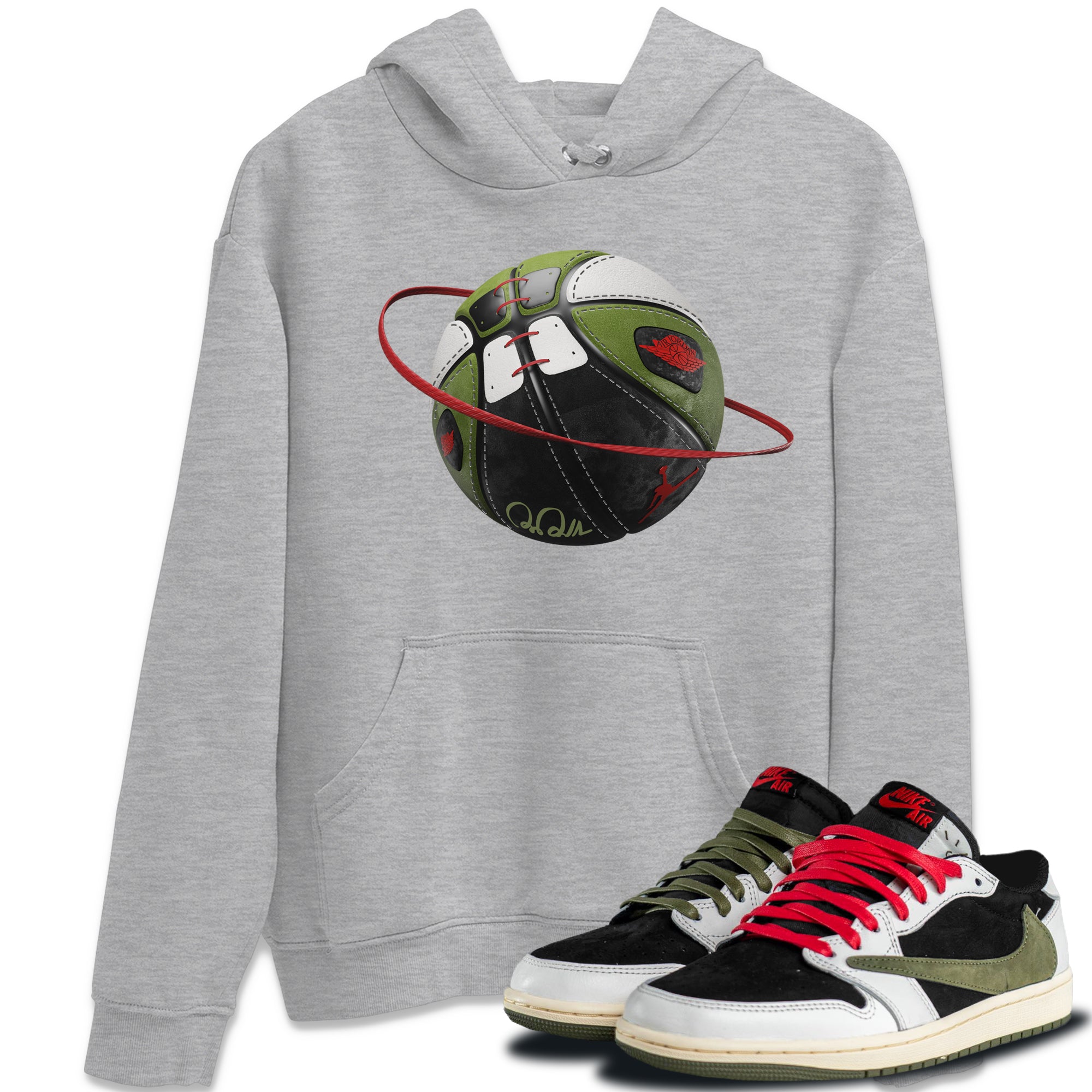 Basketball Planet Unisex Tops - Air Jordan 1 Travis Scott Olive