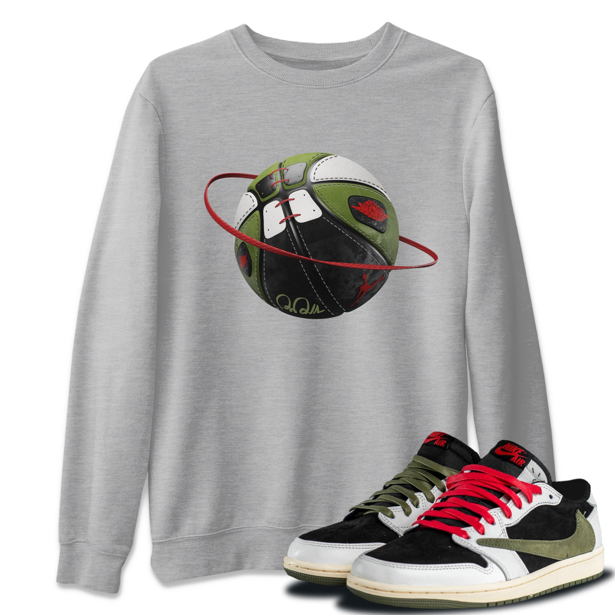 Basketball Planet Unisex Tops - Air Jordan 1 Travis Scott Olive