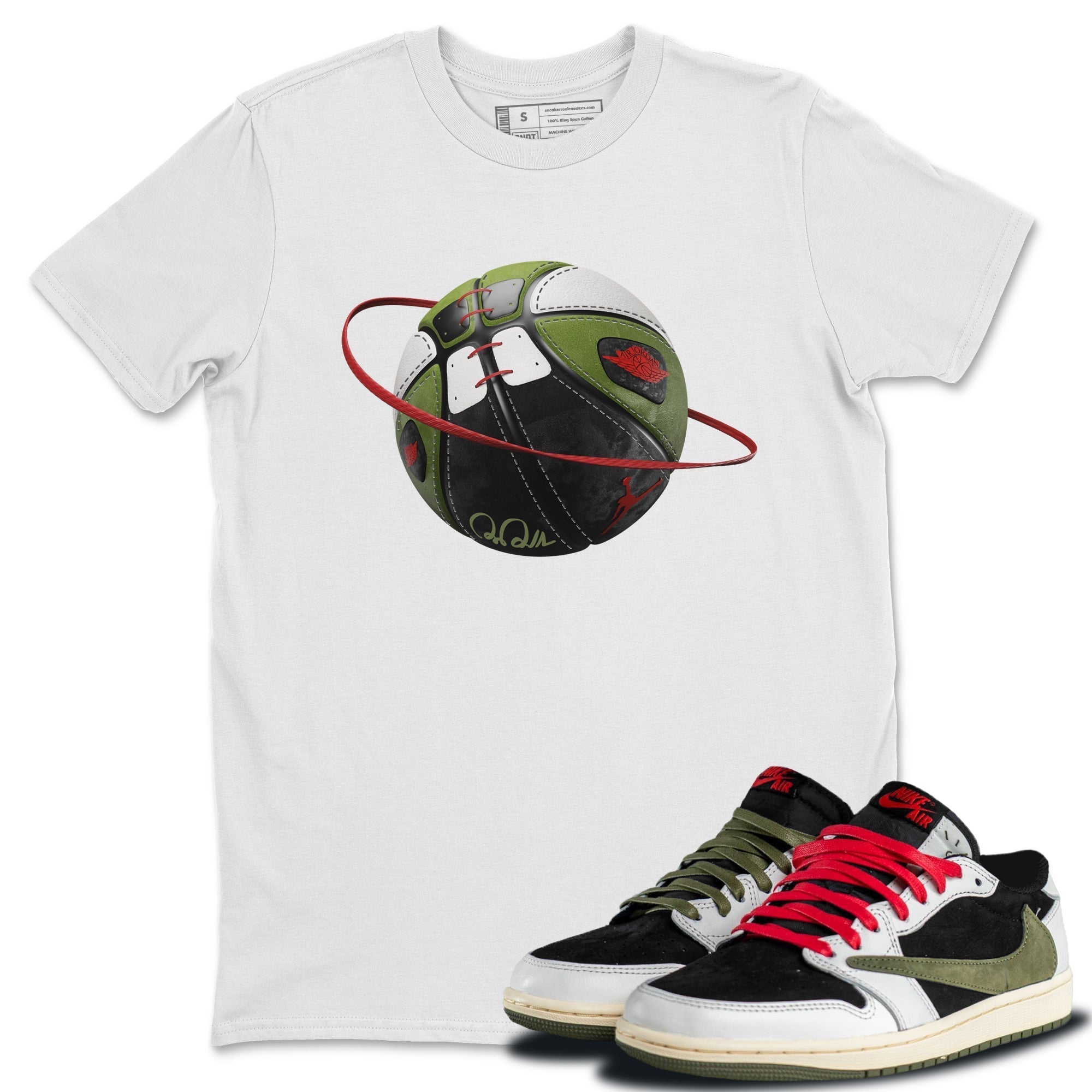 Basketball Planet Unisex Tops - Air Jordan 1 Travis Scott Olive