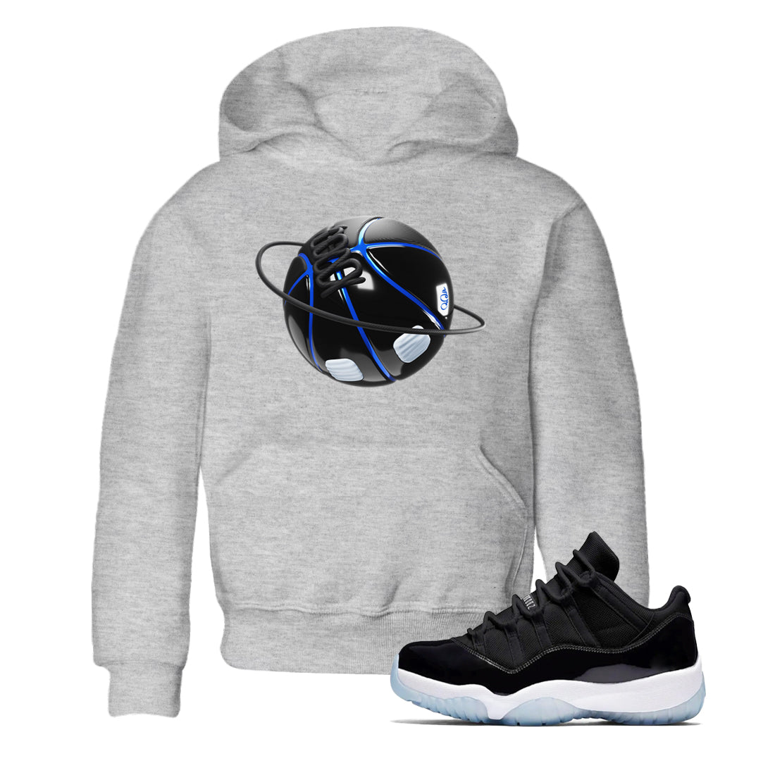 Basketball Planet snkmatch Tees Kids - Air Jordan 11 Black and Varsity Royal