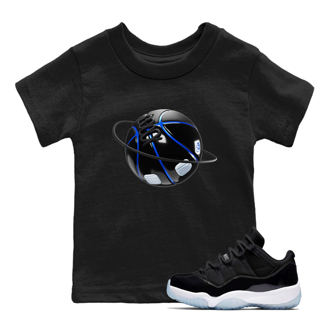 Basketball Planet snkmatch Tees Kids - Air Jordan 11 Black and Varsity Royal