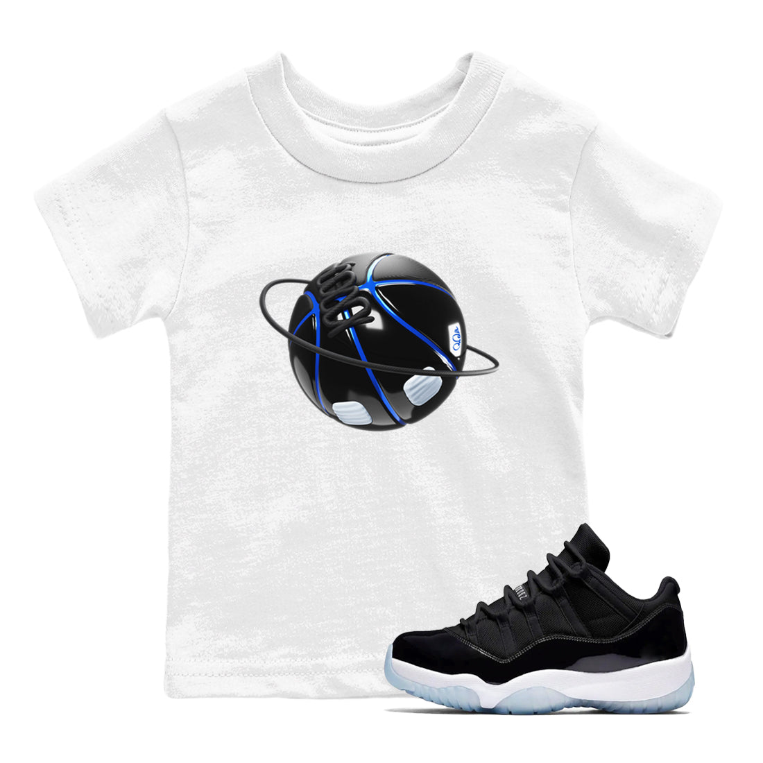 Basketball Planet snkmatch Tees Kids - Air Jordan 11 Black and Varsity Royal