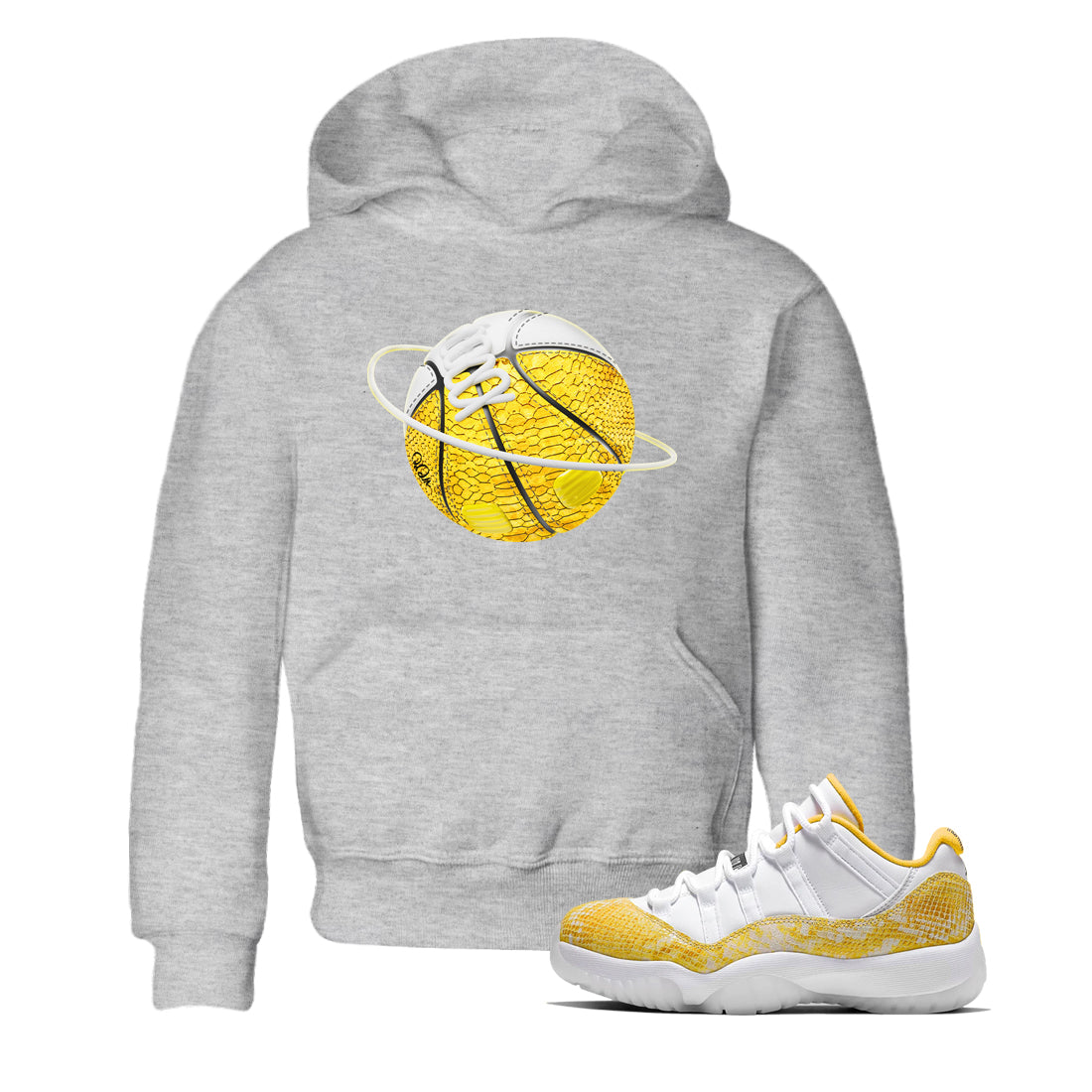 Basketball Planet Kids Tops - Air Jordan 11 Yellow Python