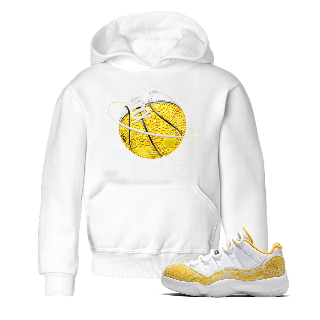 Basketball Planet Kids Tops - Air Jordan 11 Yellow Python