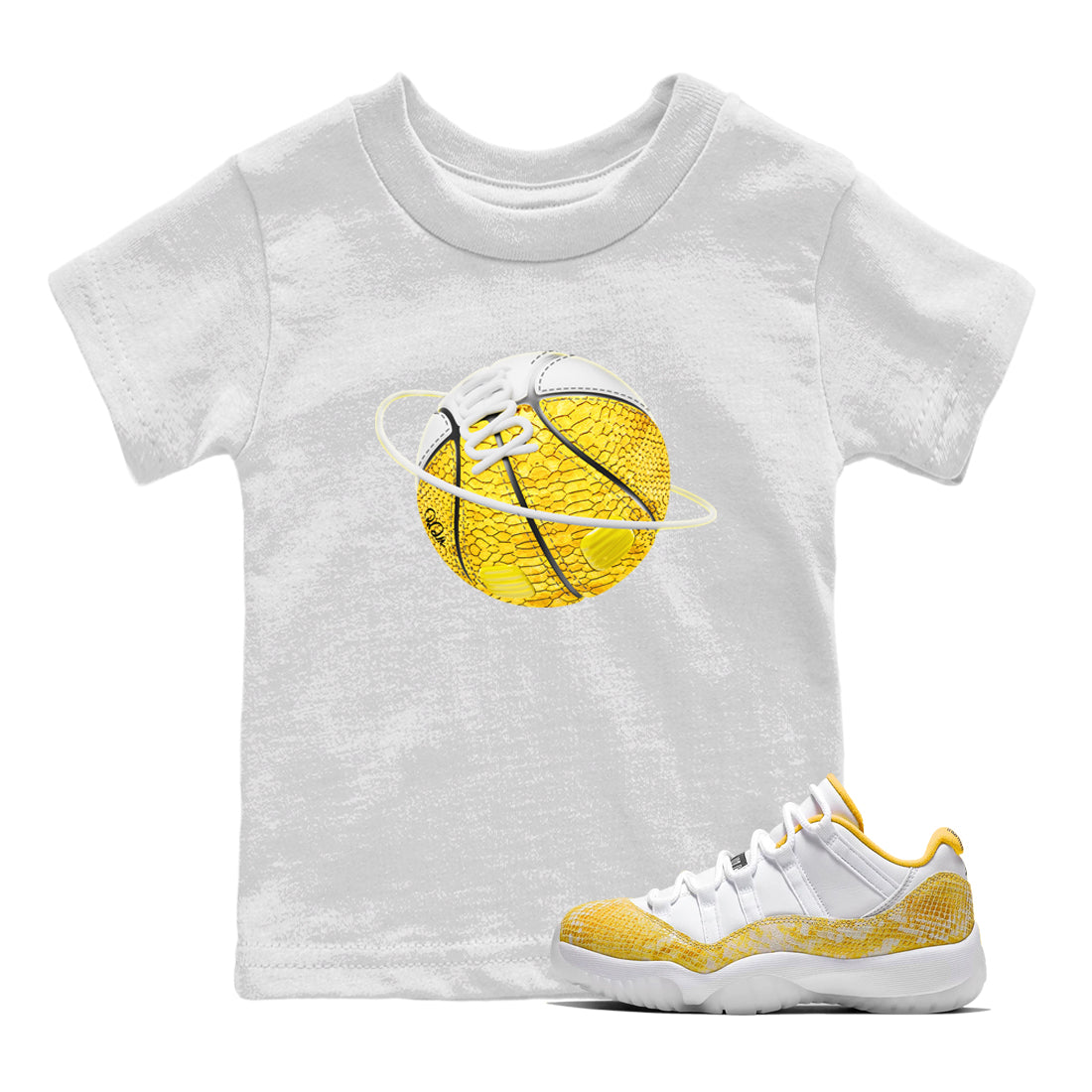 Basketball Planet Kids Tops - Air Jordan 11 Yellow Python