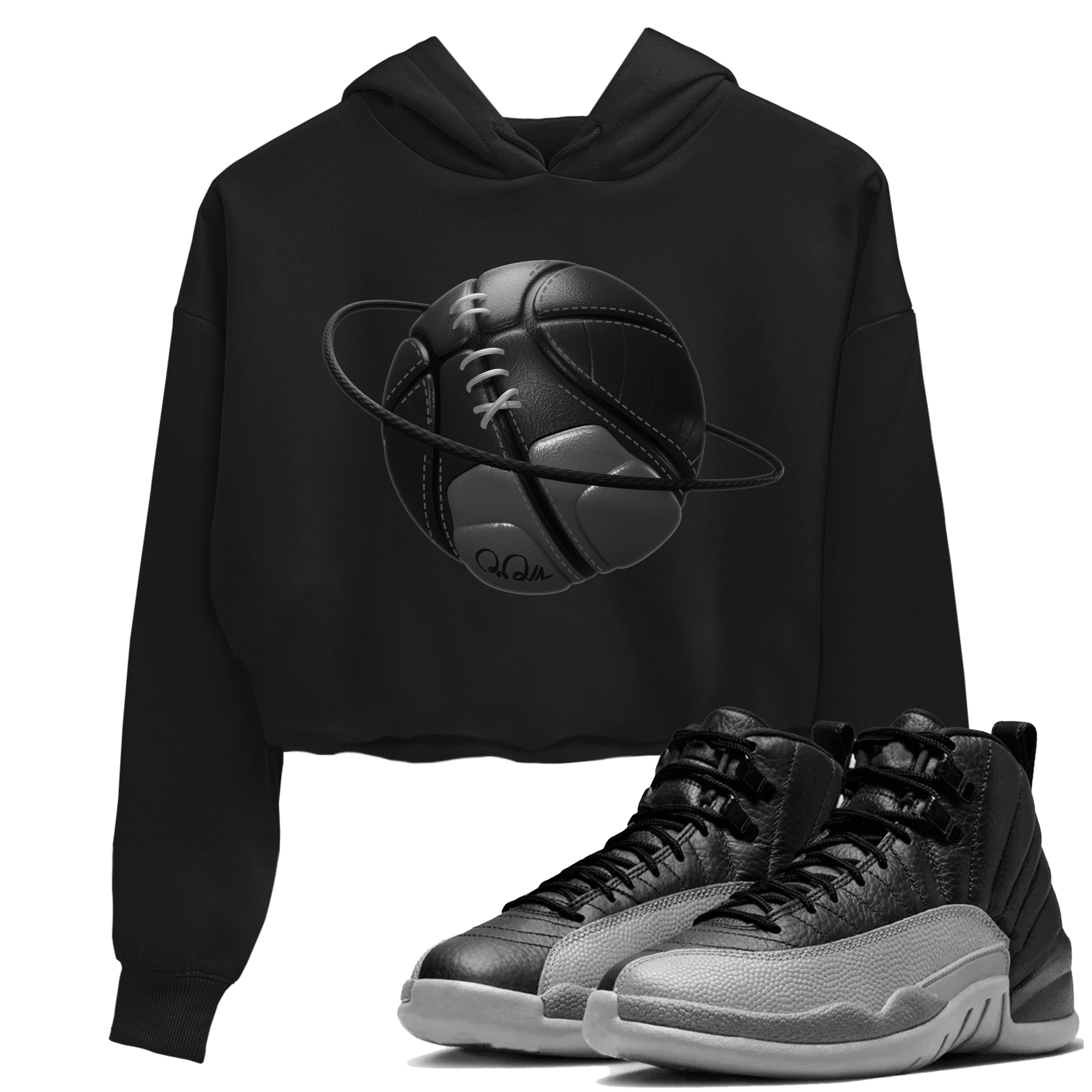 Basketball Planet snkmatch Women's Top - Air Jordan 12 Black Wolf Grey