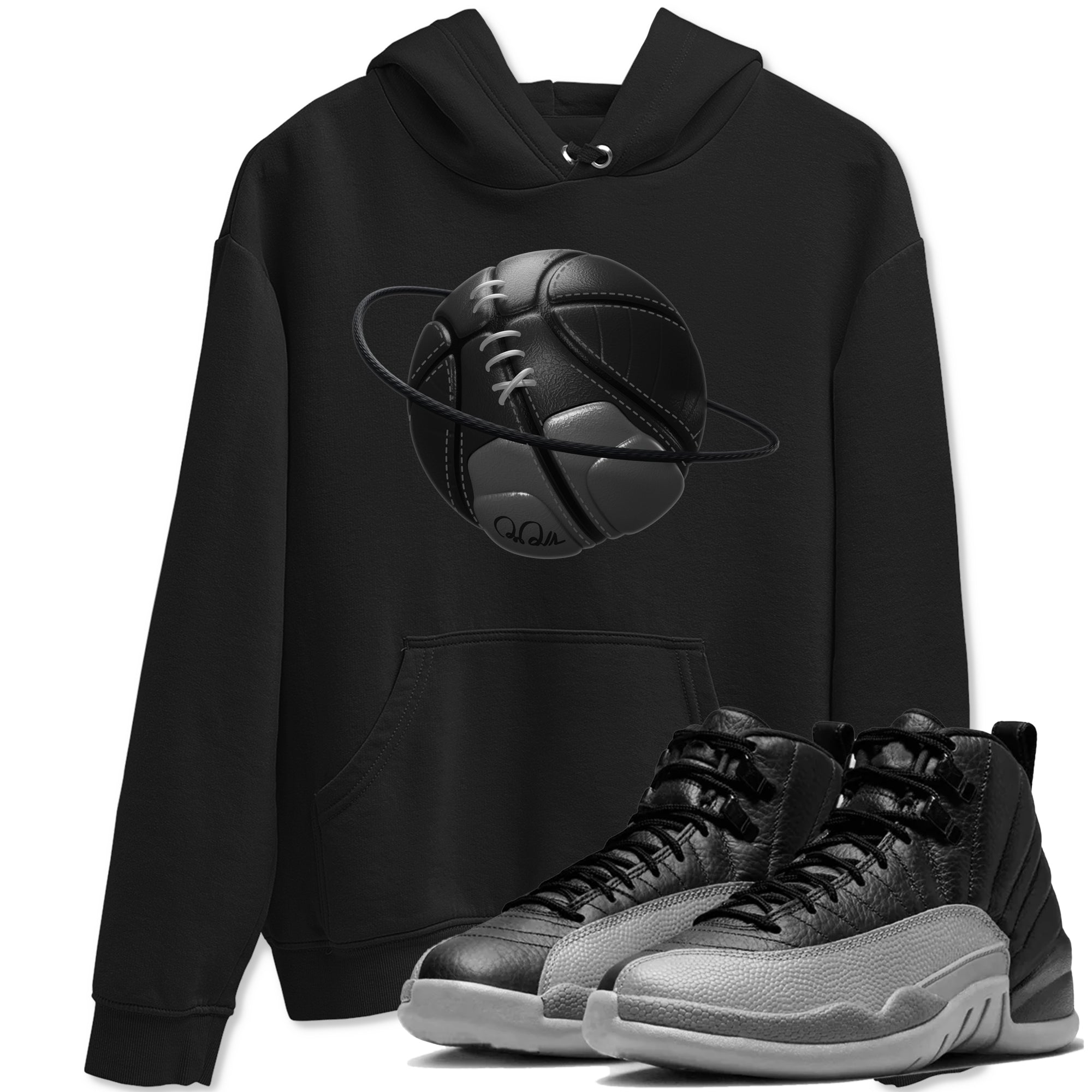 Basketball Planet snkmatch Tees - Air Jordan 12 Black Wolf Grey