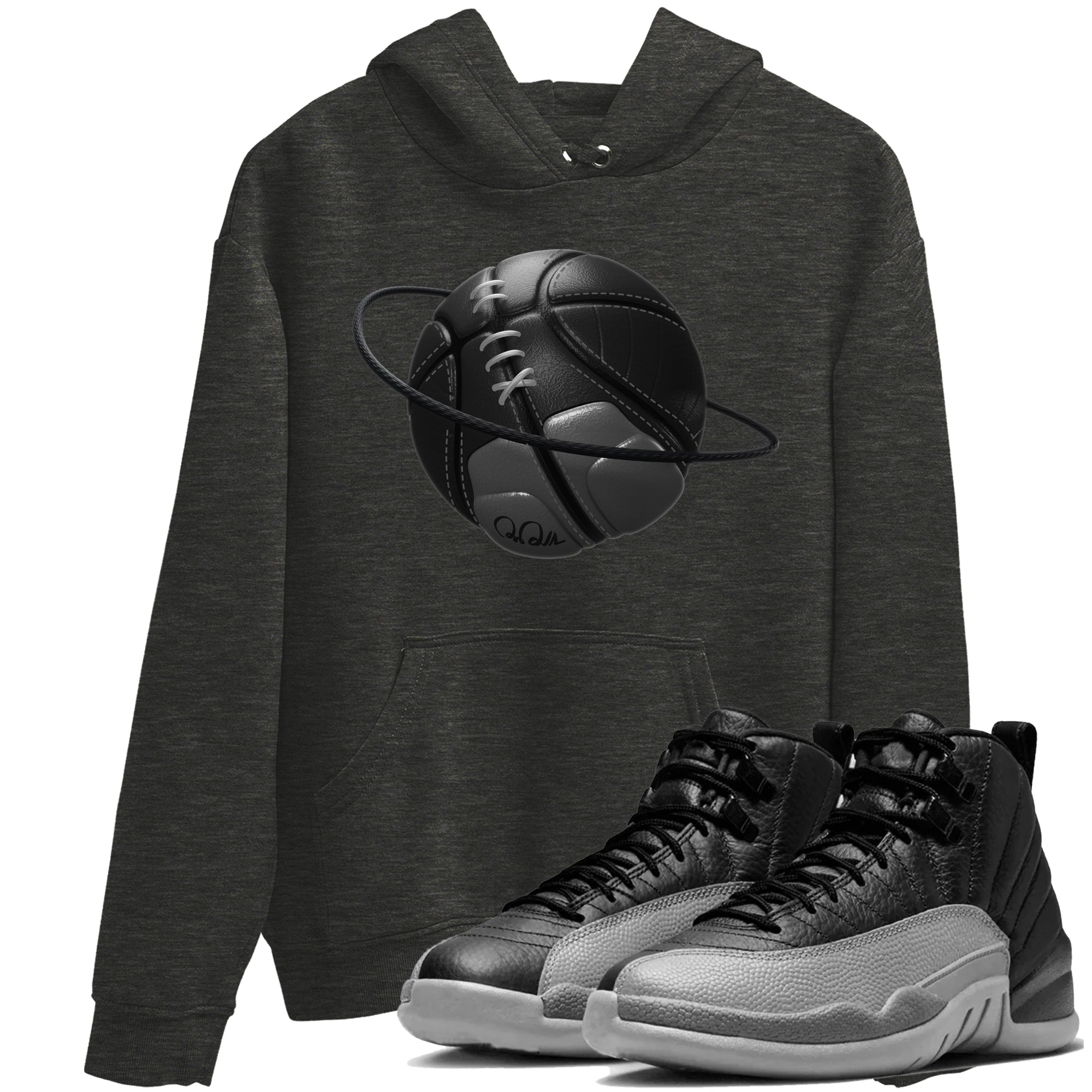 Basketball Planet snkmatch Tees - Air Jordan 12 Black Wolf Grey