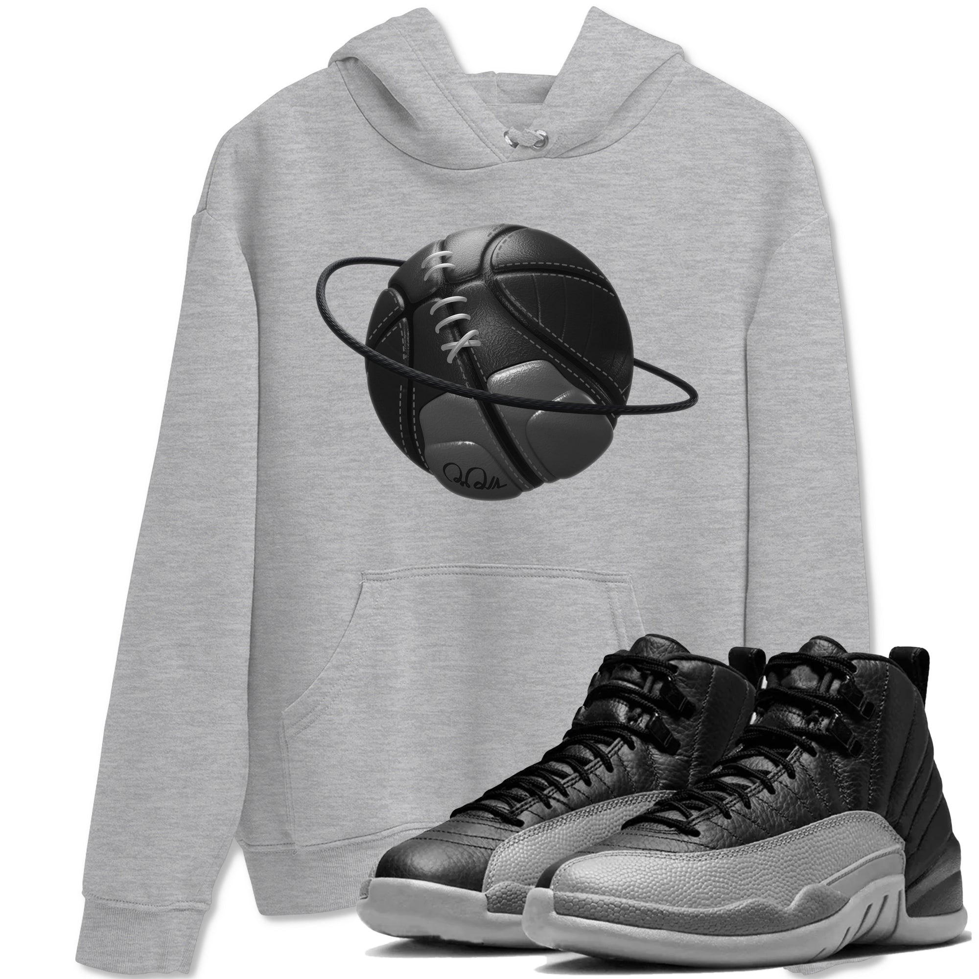 Basketball Planet snkmatch Tees - Air Jordan 12 Black Wolf Grey