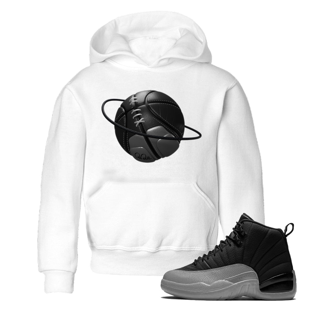 Basketball Planet snkmatch Tees Kids - Air Jordan 12 Black Wolf Grey