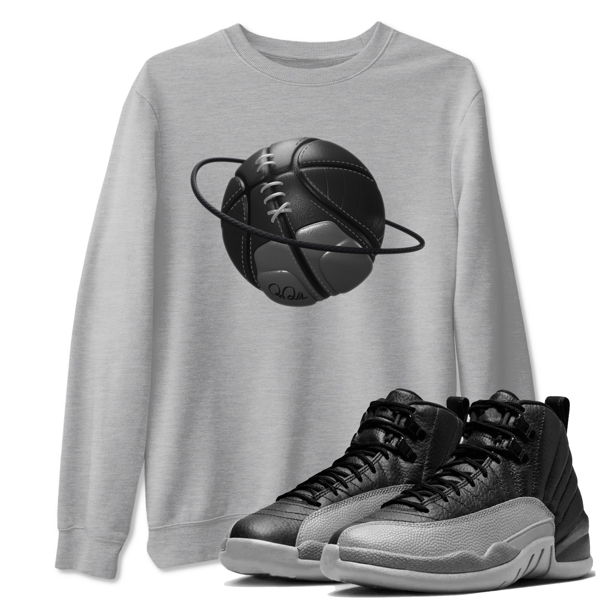 Basketball Planet snkmatch Tees - Air Jordan 12 Black Wolf Grey