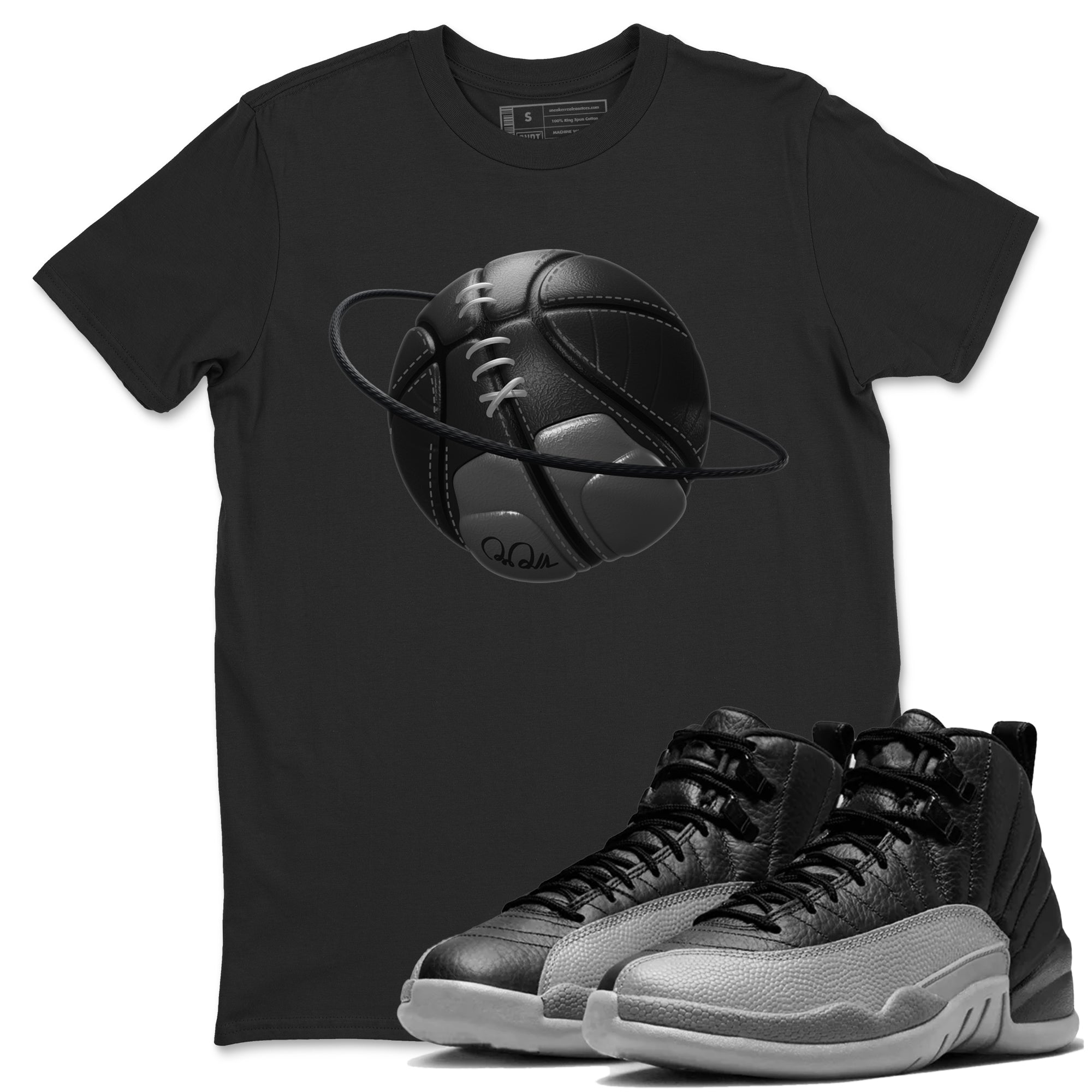 Basketball Planet snkmatch Tees - Air Jordan 12 Black Wolf Grey